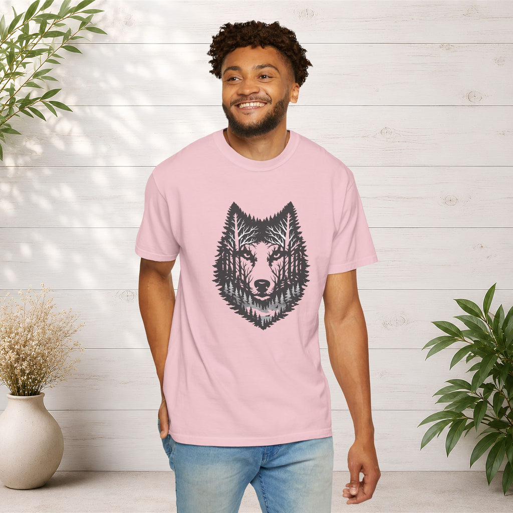 Wolf Forest T-Shirt — Geometric Woodland Wolf Graphic Tee