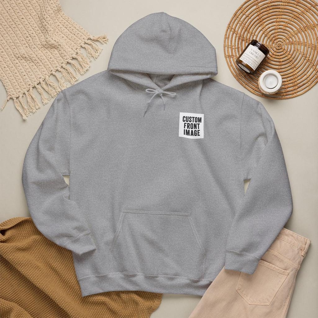 Custom Front Small Left Image Hoodie — Personalized White Pullover Hooded Sweatshirt