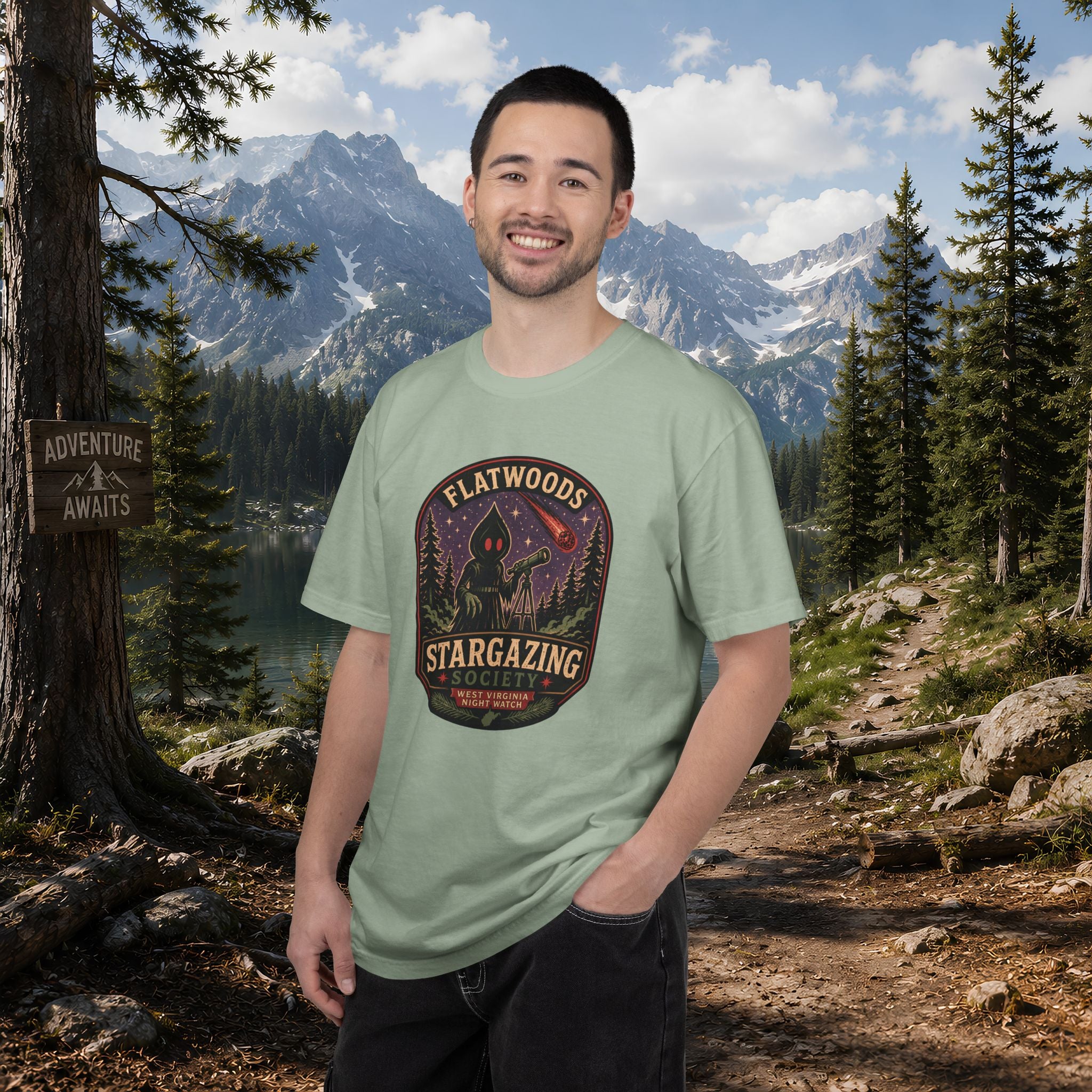 Flatwoods Stargazing Society T‑Shirt — Night Sky Adventure Tee