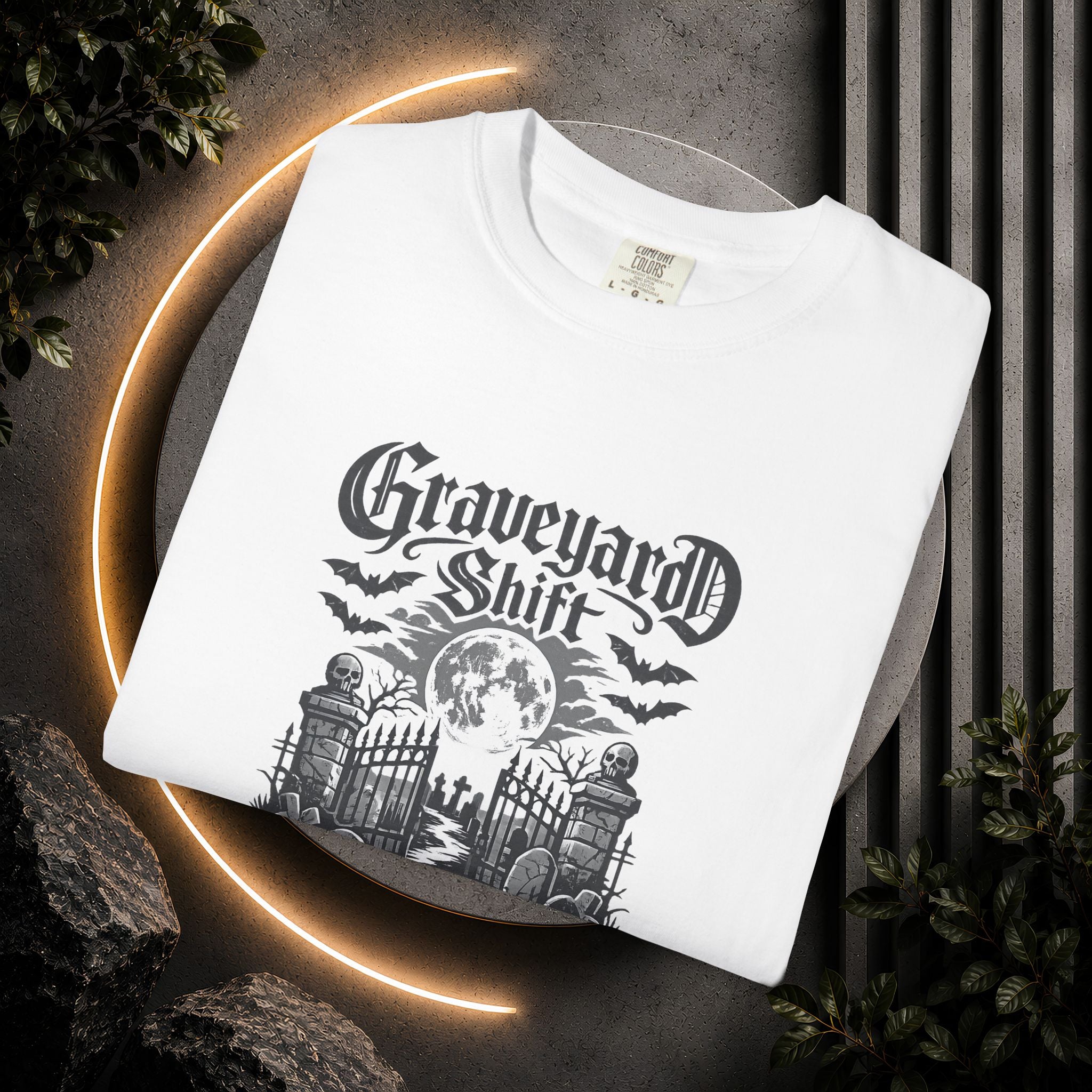Graveyard Shift T-Shirt — Gothic Cemetery Skull Night Shift Tee