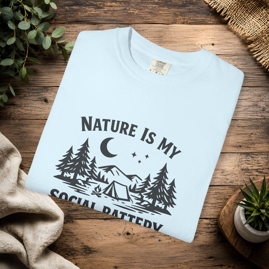 Nature Is My Social Battery T-Shirt — Outdoor Enthusiast Graphic Tee