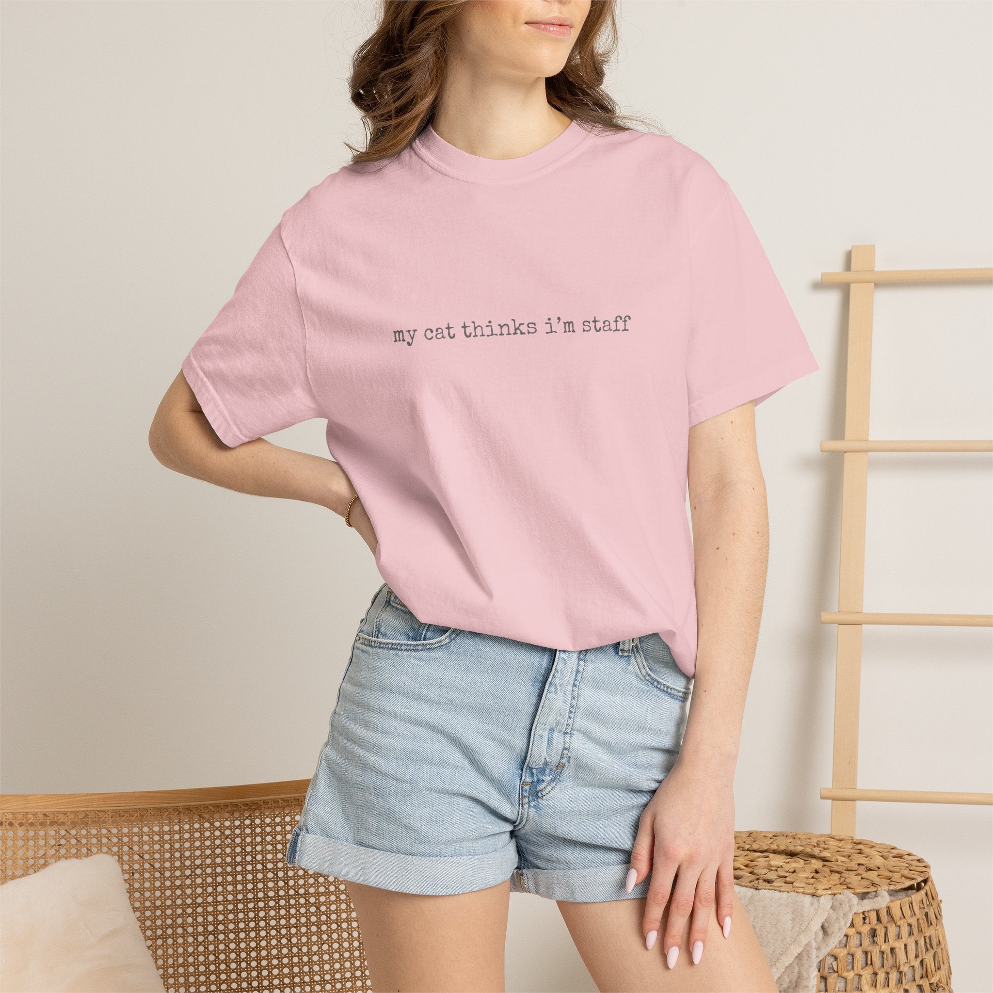my cat thinks Im staff T-shirt | Cat Humor Tee