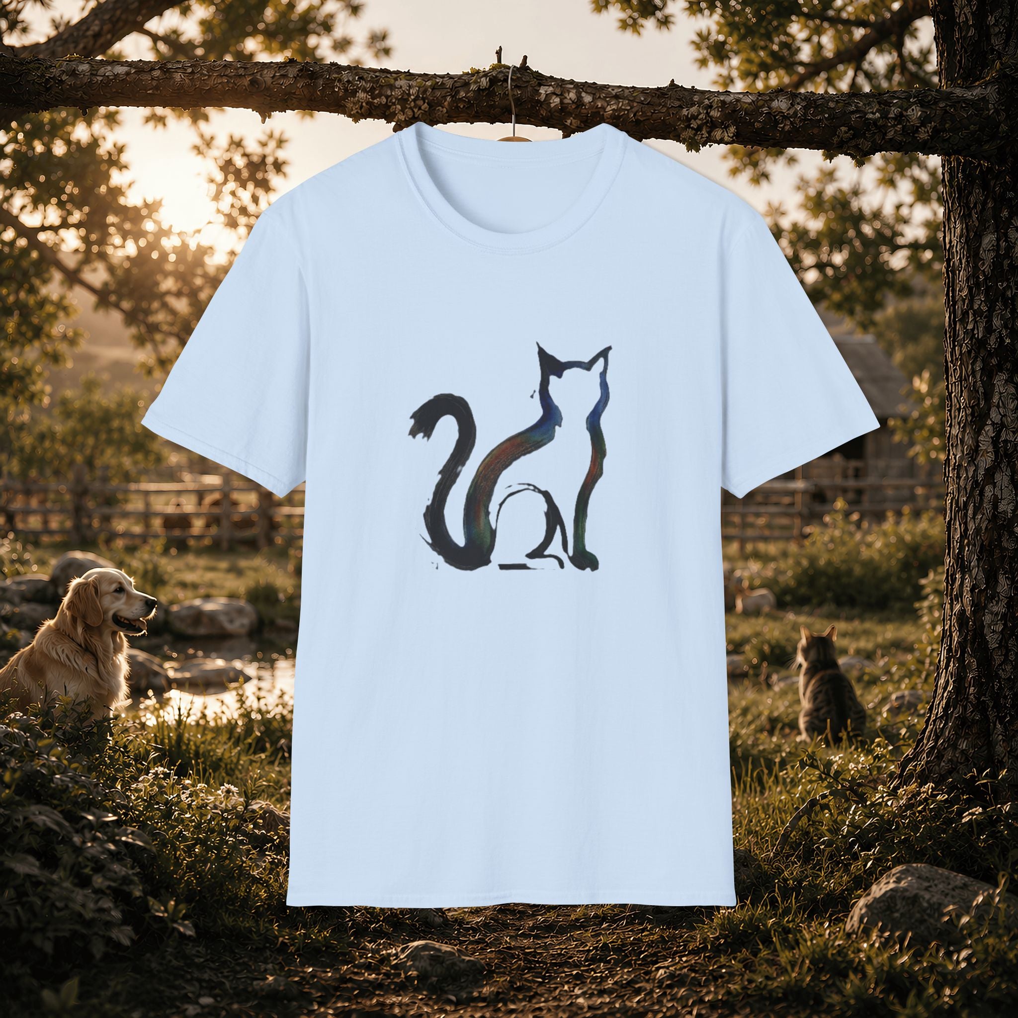 Silhouette Cat Illustration T-Shirt | Minimal Cat Artwork