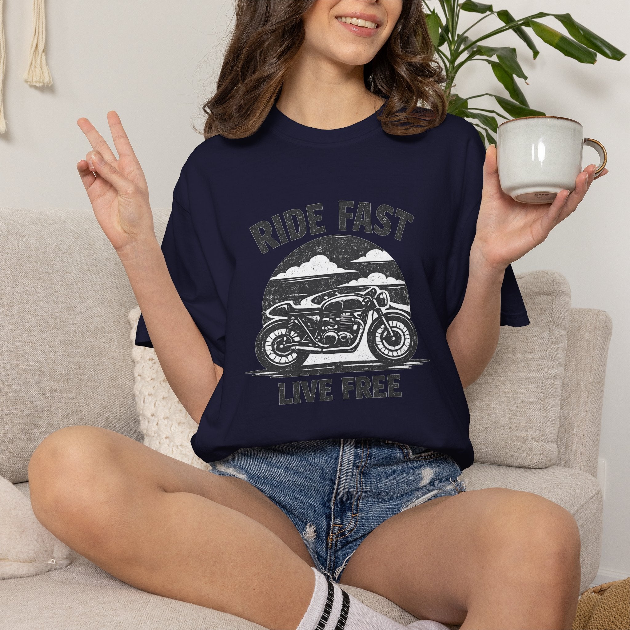 Ride Fast Live Free Motorcycle T-Shirt — Vintage Biker Tee for Riders