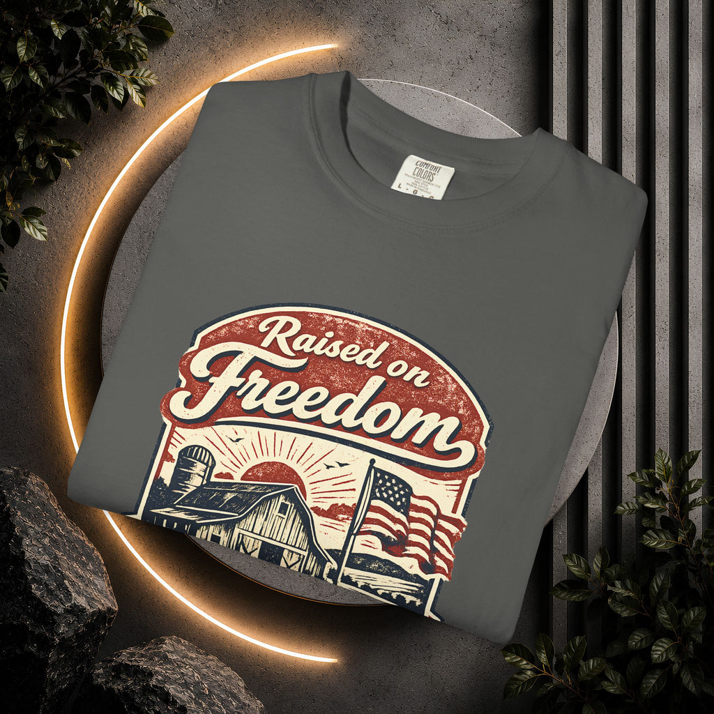 Raised on Freedom T-Shirt — Vintage American Flag Graphic Tee