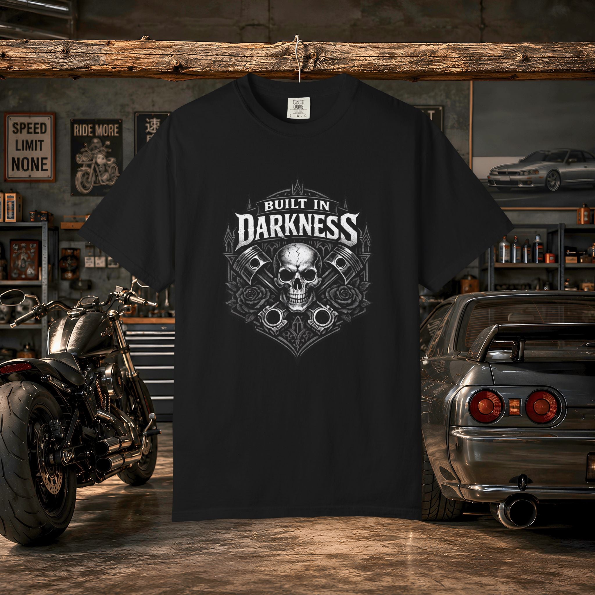 Built in Darkness Skull & Pistons T-Shirt