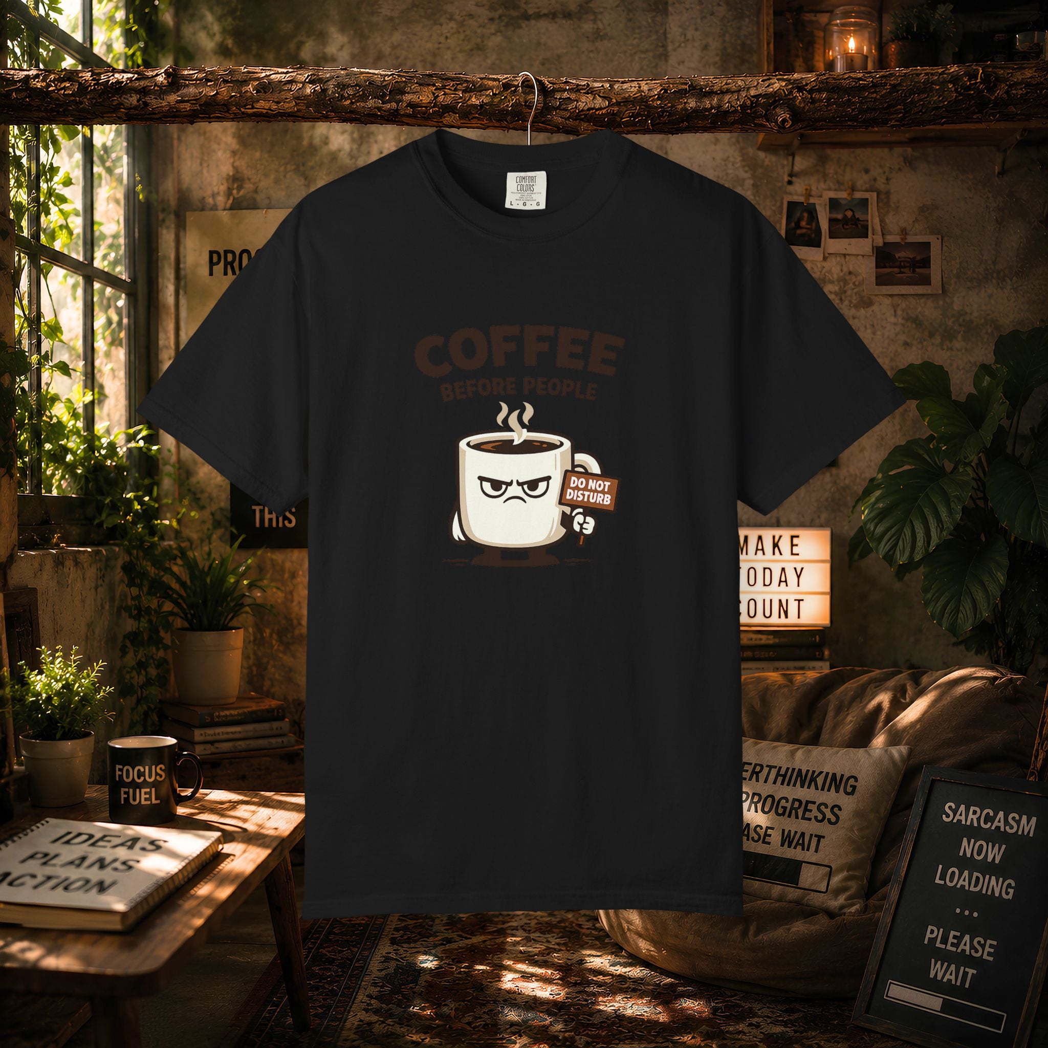 Coffee Before People T‑Shirt — Funny Morning Coffee Graphic Tee