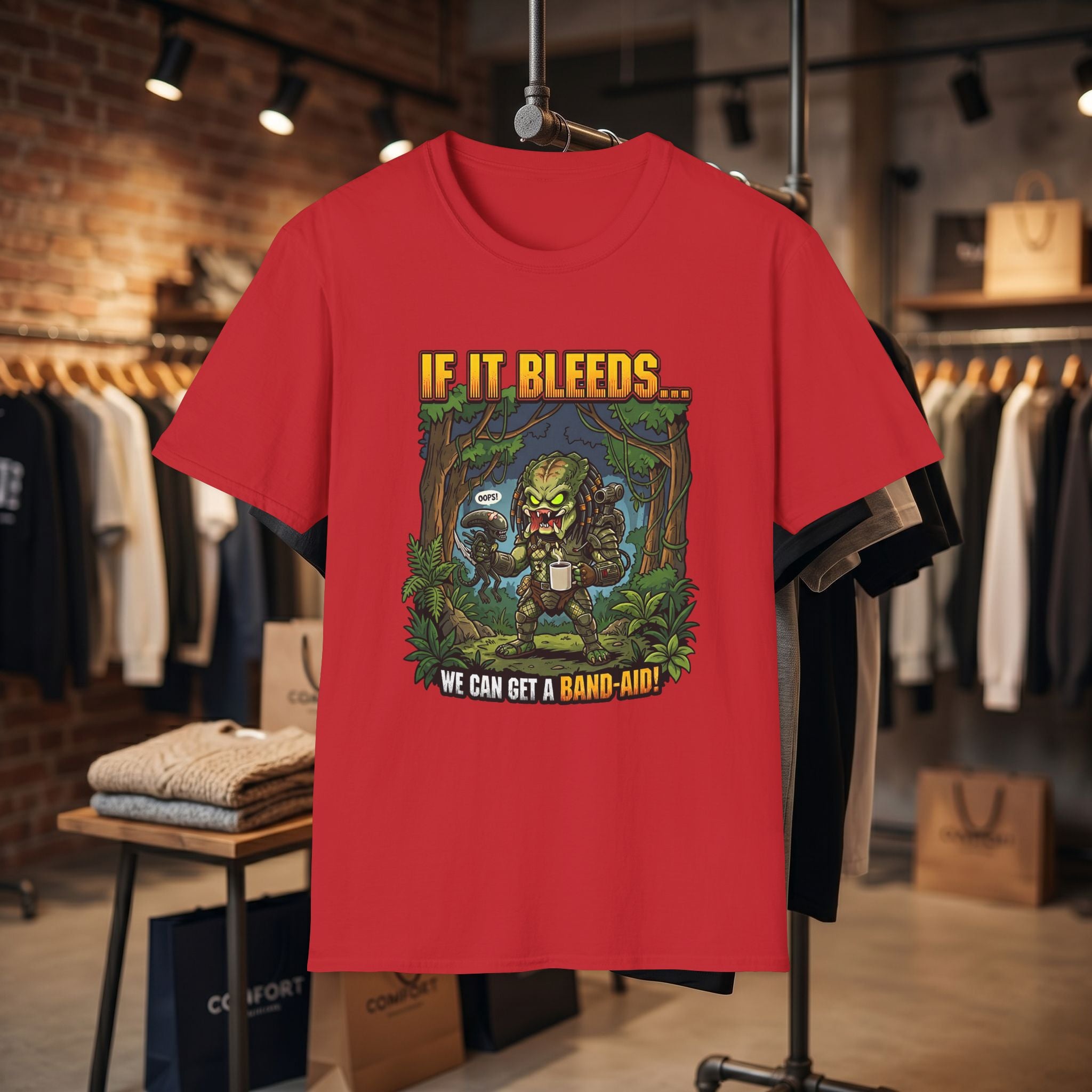 Predator "If It Bleeds" Forest Design T-Shirt | Horror Movie Character