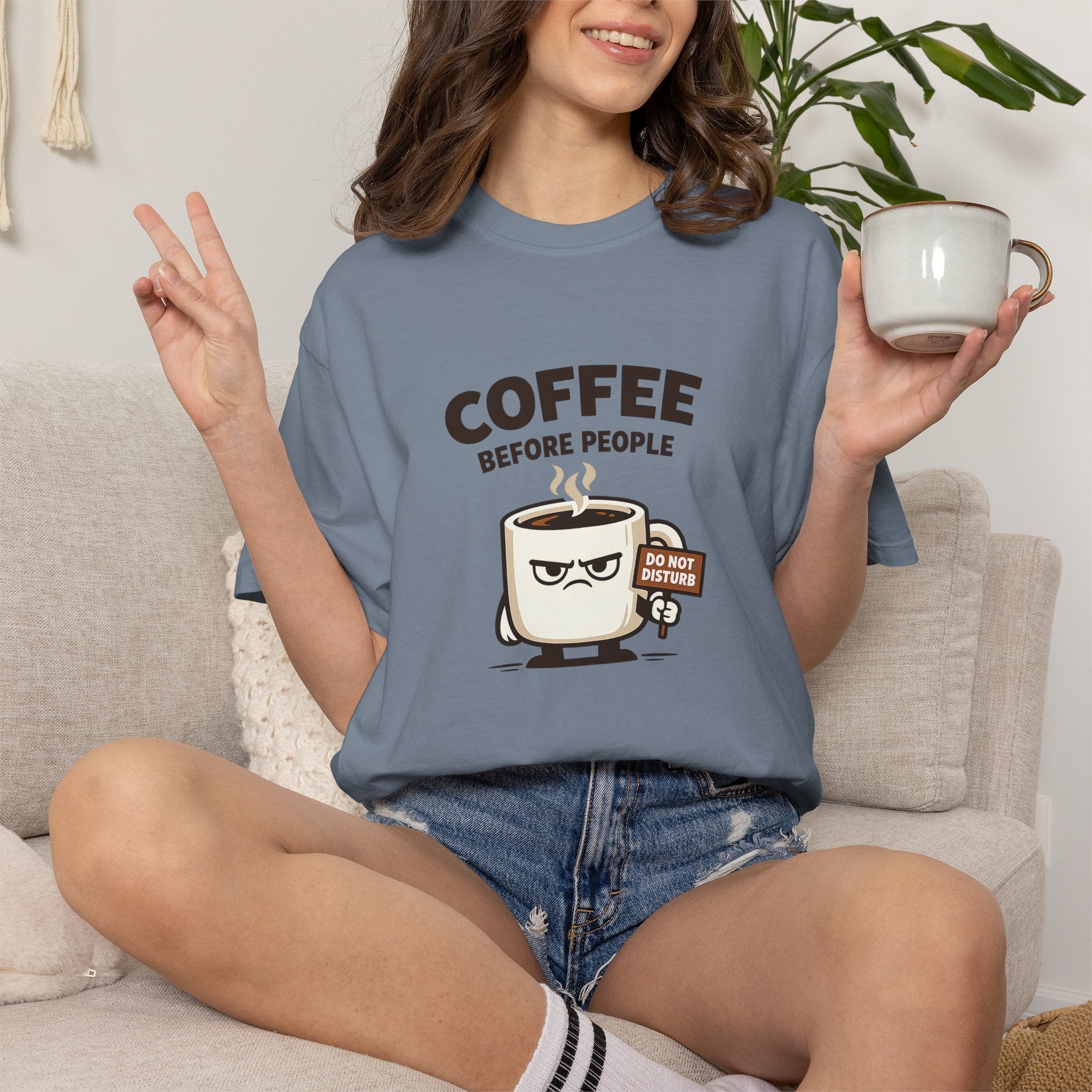 Coffee Before People T‑Shirt — Funny Morning Coffee Graphic Tee