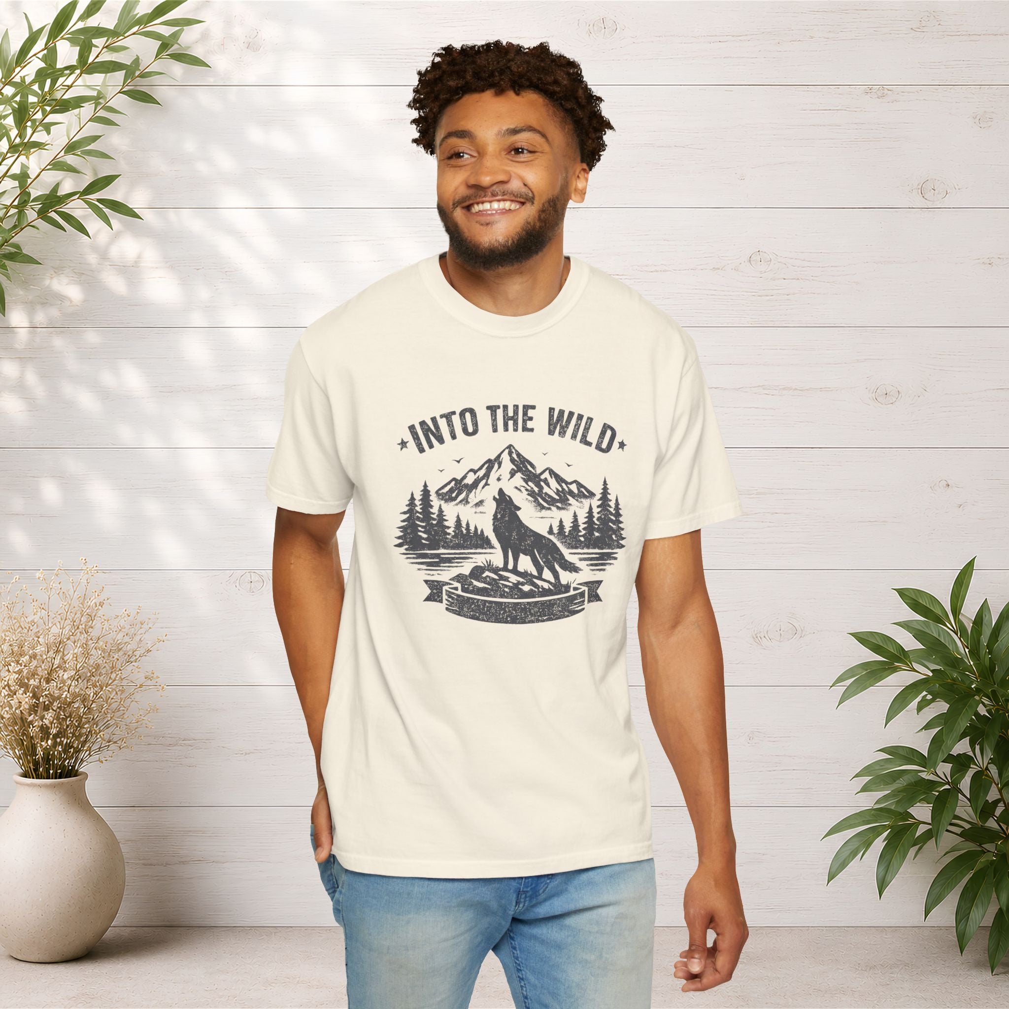 Into the Wild Wolf T-Shirt — Mountain Camping Adventure Tee