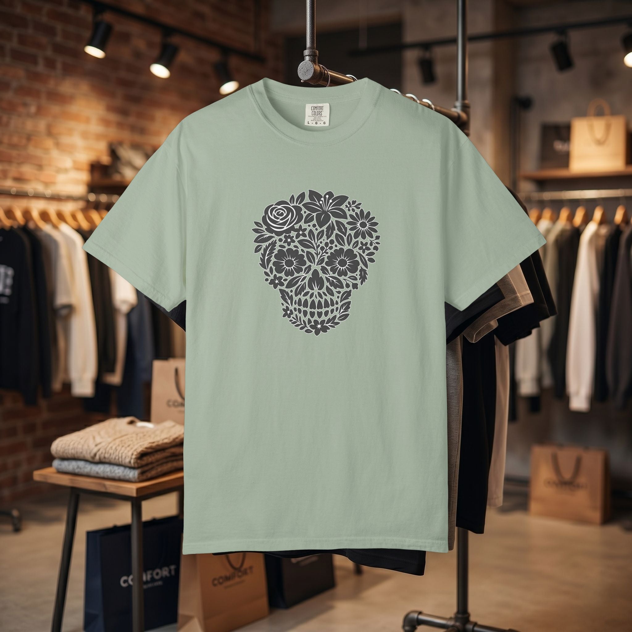 Floral Sugar Skull T-Shirt — Day of the Dead Floral Skull Tee