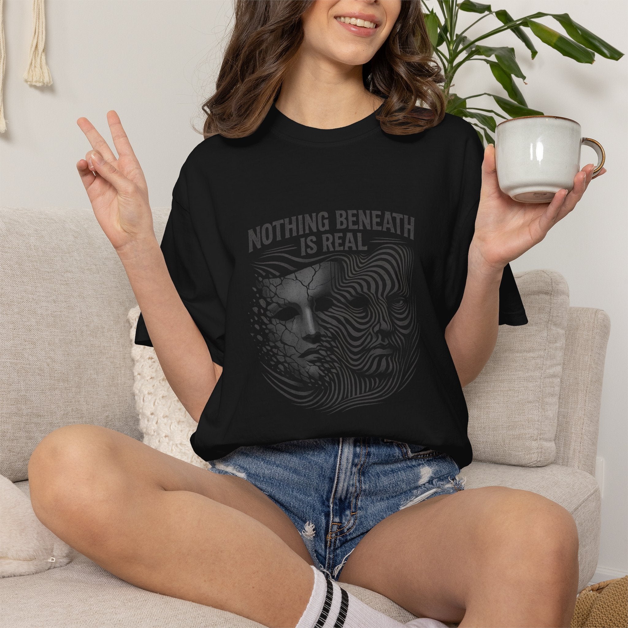 “Nothing Beneath Is Real” Surreal Graphic T-Shirt