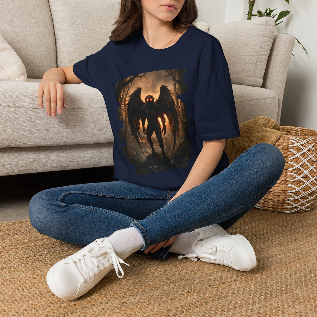 Mothman Cryptid Illustration T-Shirt | Dark Horror Graphic