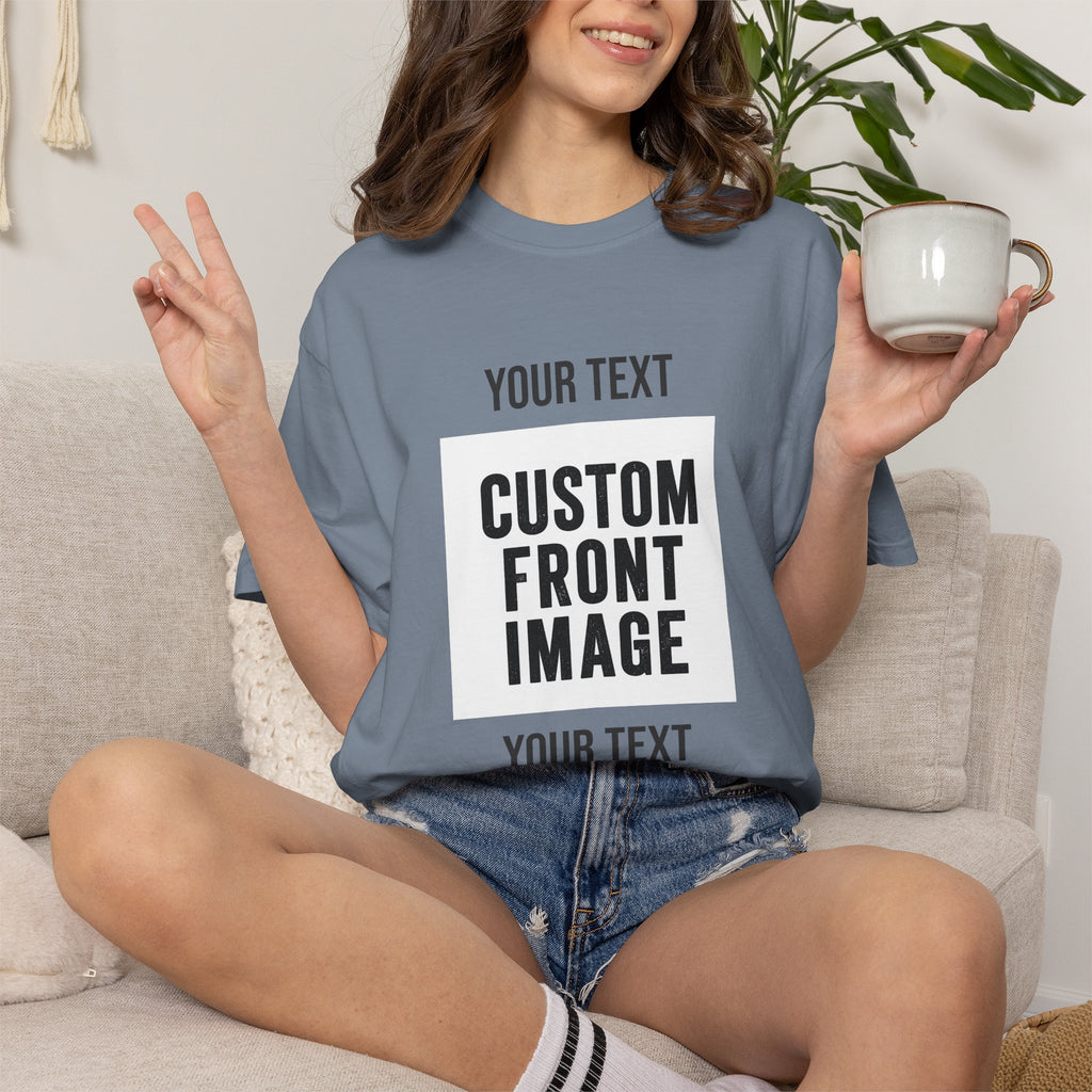 Custom Front Square Print T-Shirt — Personalized Text & Image Tee