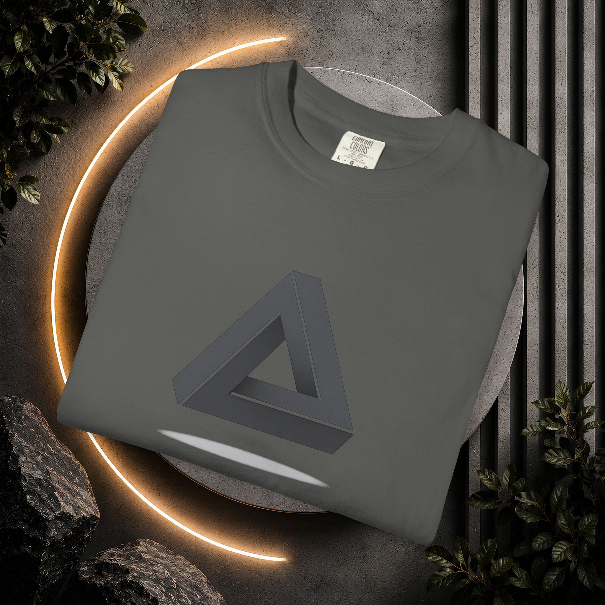 Optical Illusion Triangle T-Shirt — Geometric Penrose Design