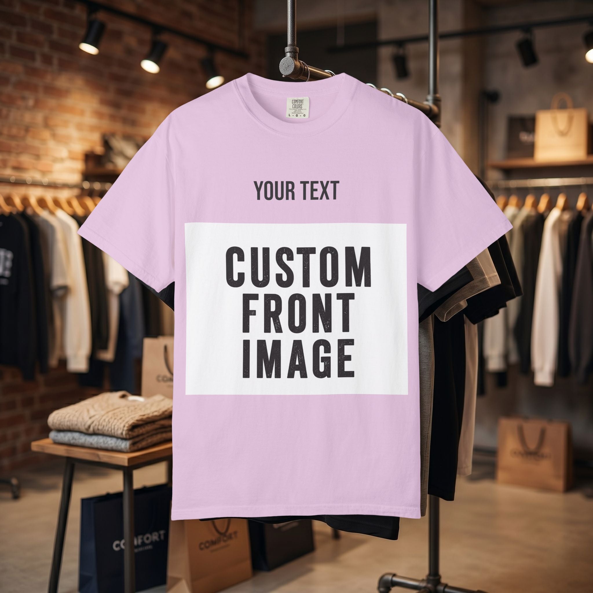 Custom Front Landscape Print T-Shirt — Personalized Text & Image Tee