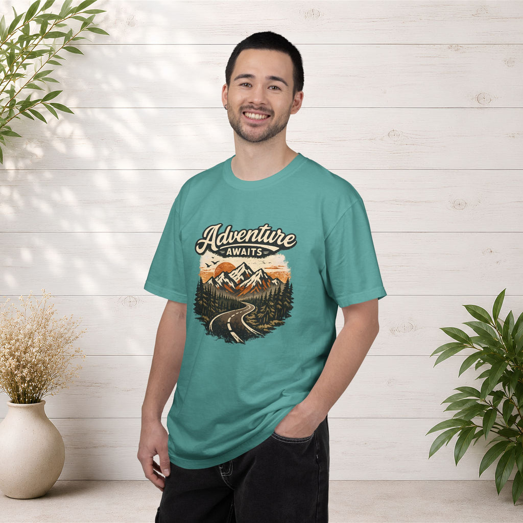 Adventure Awaits T-Shirt — Scenic Mountain Road Graphic Tee