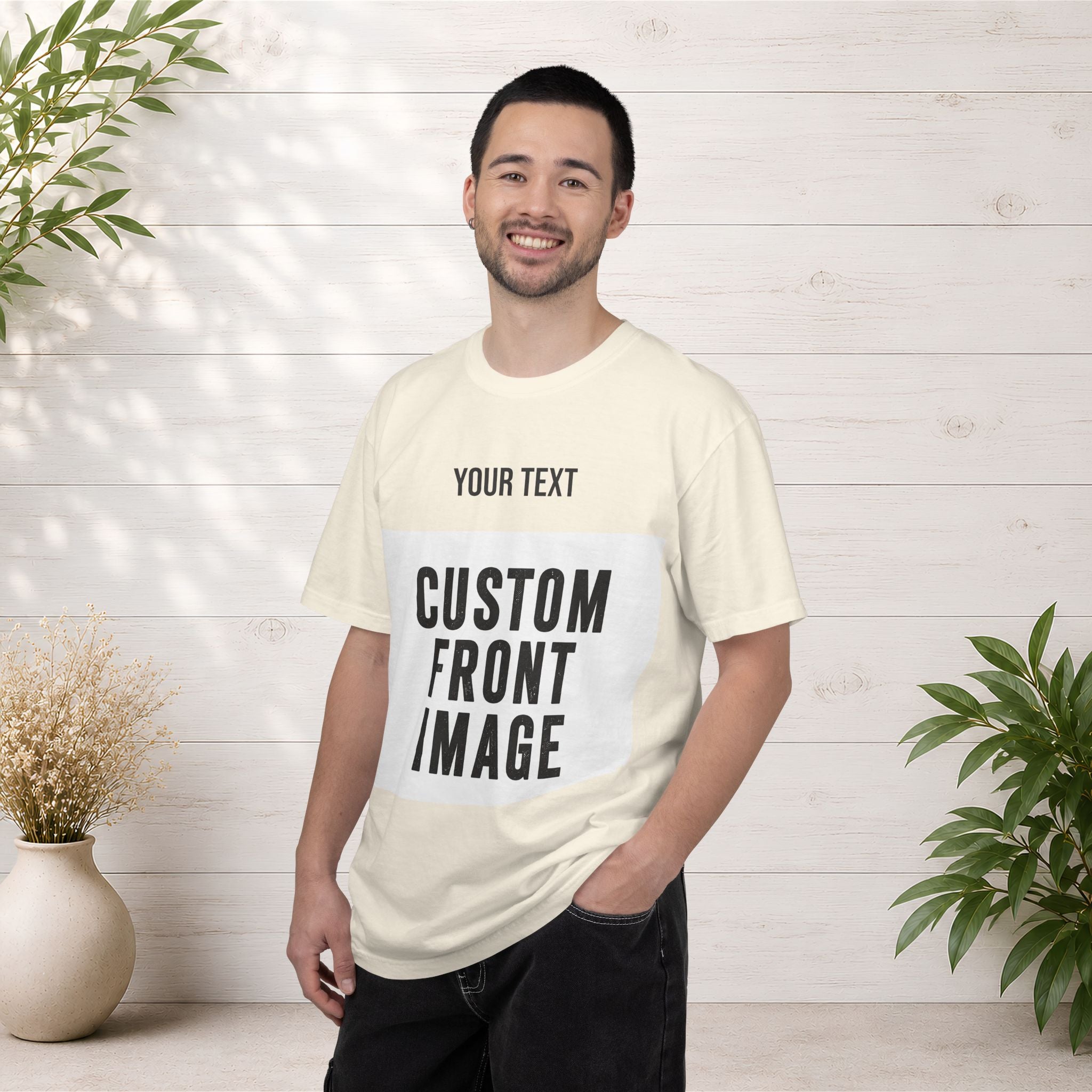 Custom Front Landscape Print T-Shirt — Personalized Text & Image Tee