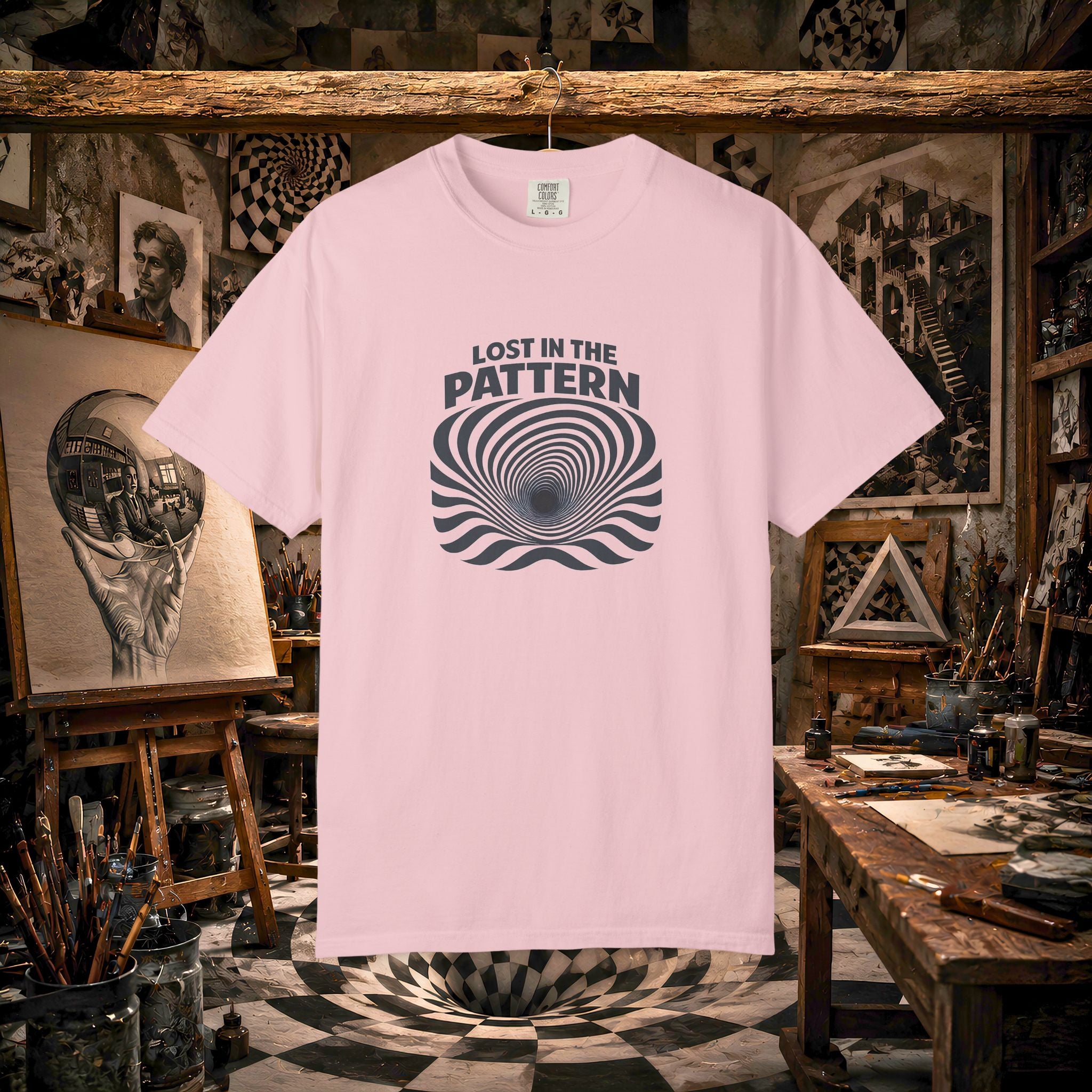 Lost in the Pattern T‑Shirt — Optical Illusion Graphic Tee