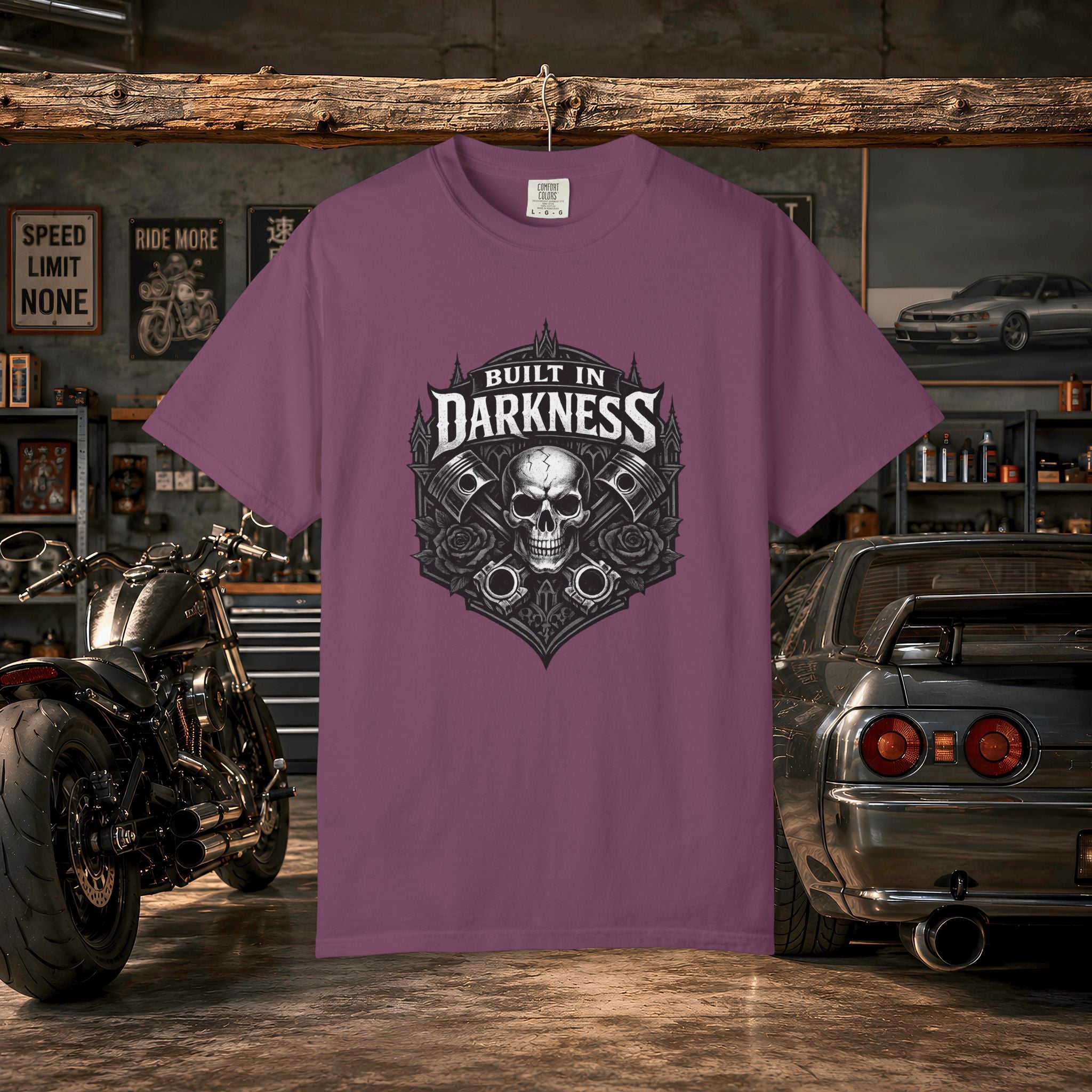 Built in Darkness Skull & Pistons T-Shirt