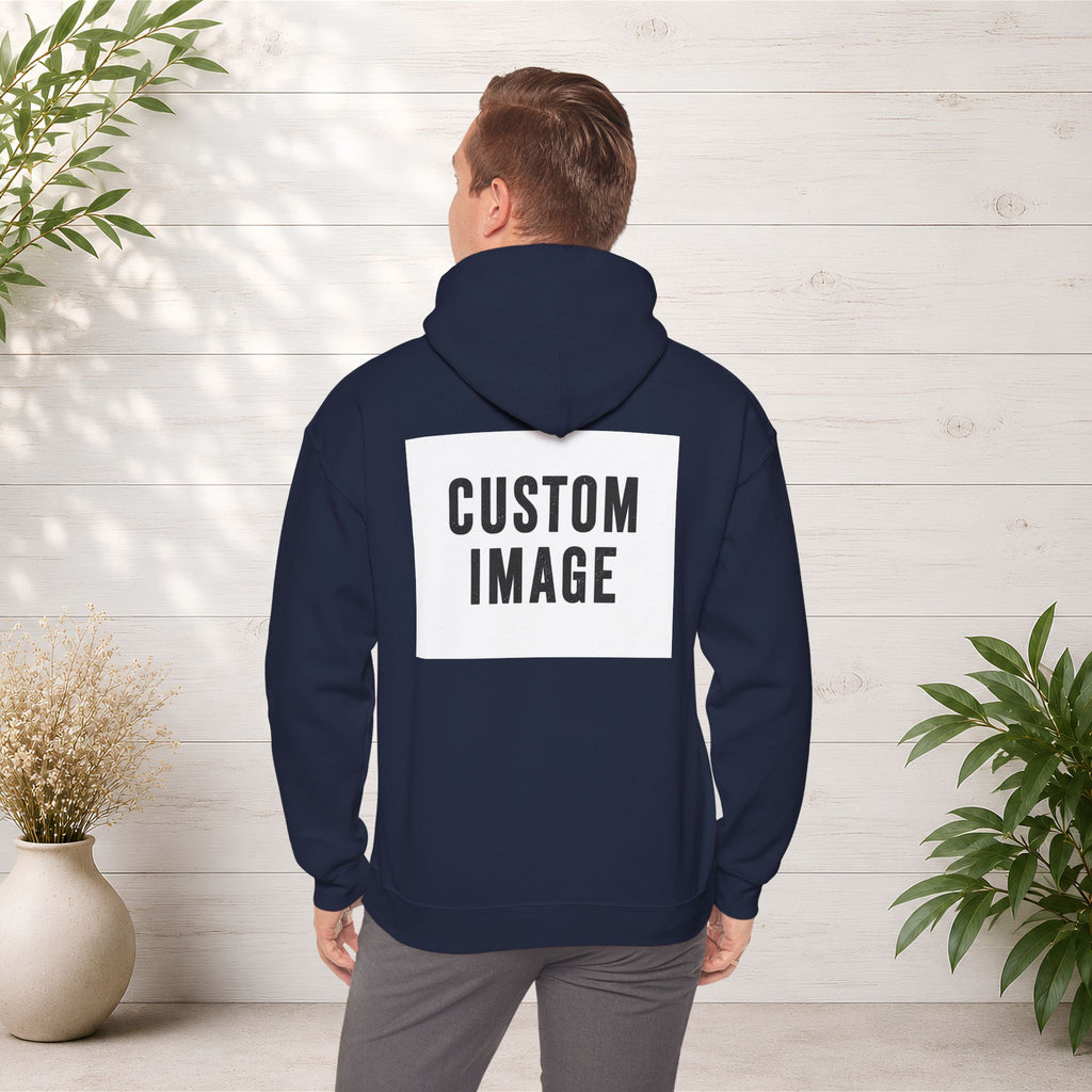 Custom Back Image Hoodie — Personalized White Pullover Hooded Sweatshirt