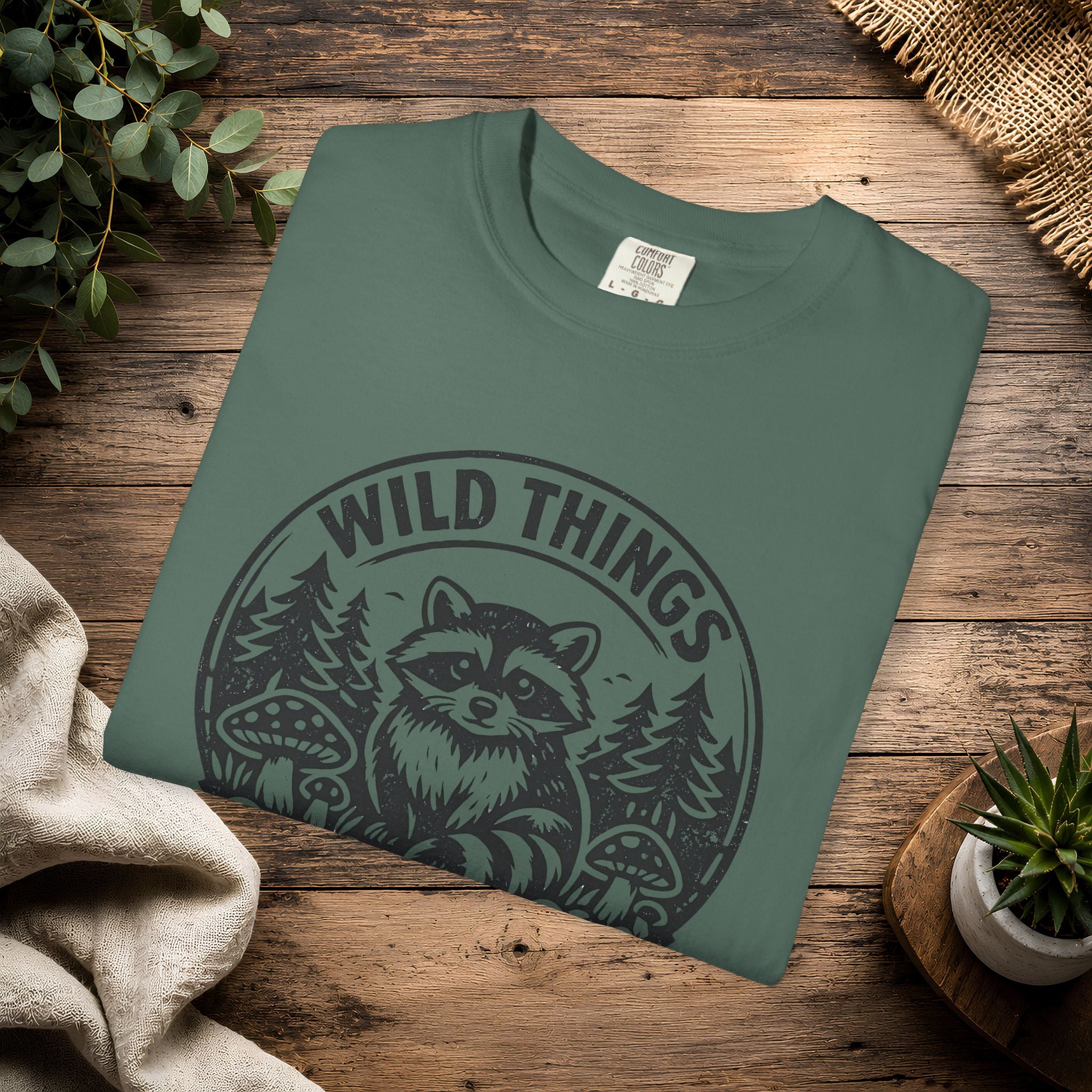 “Wild Things Welcome” Raccoon Forest Graphic T-Shirt
