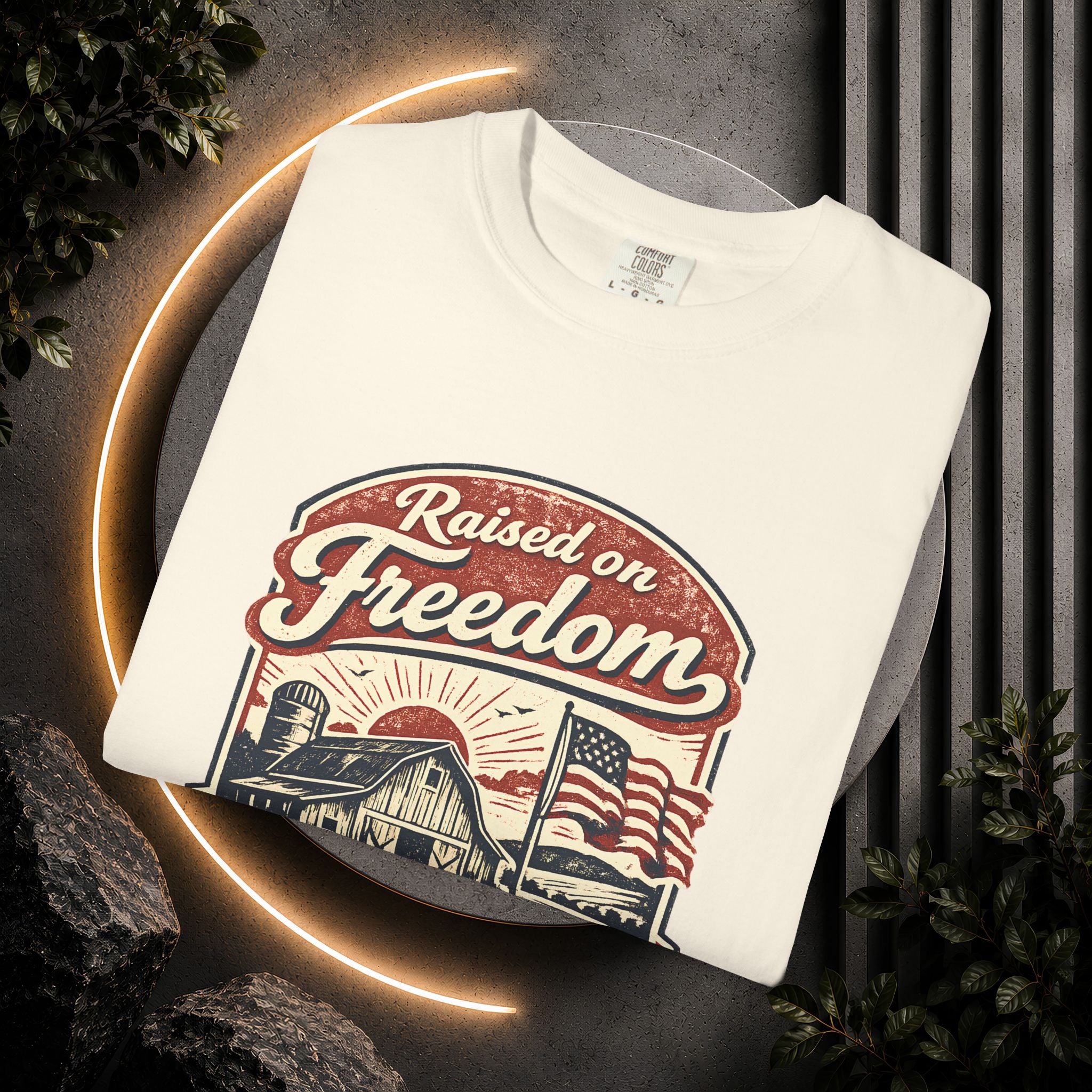 Raised on Freedom T-Shirt — Vintage American Flag Graphic Tee