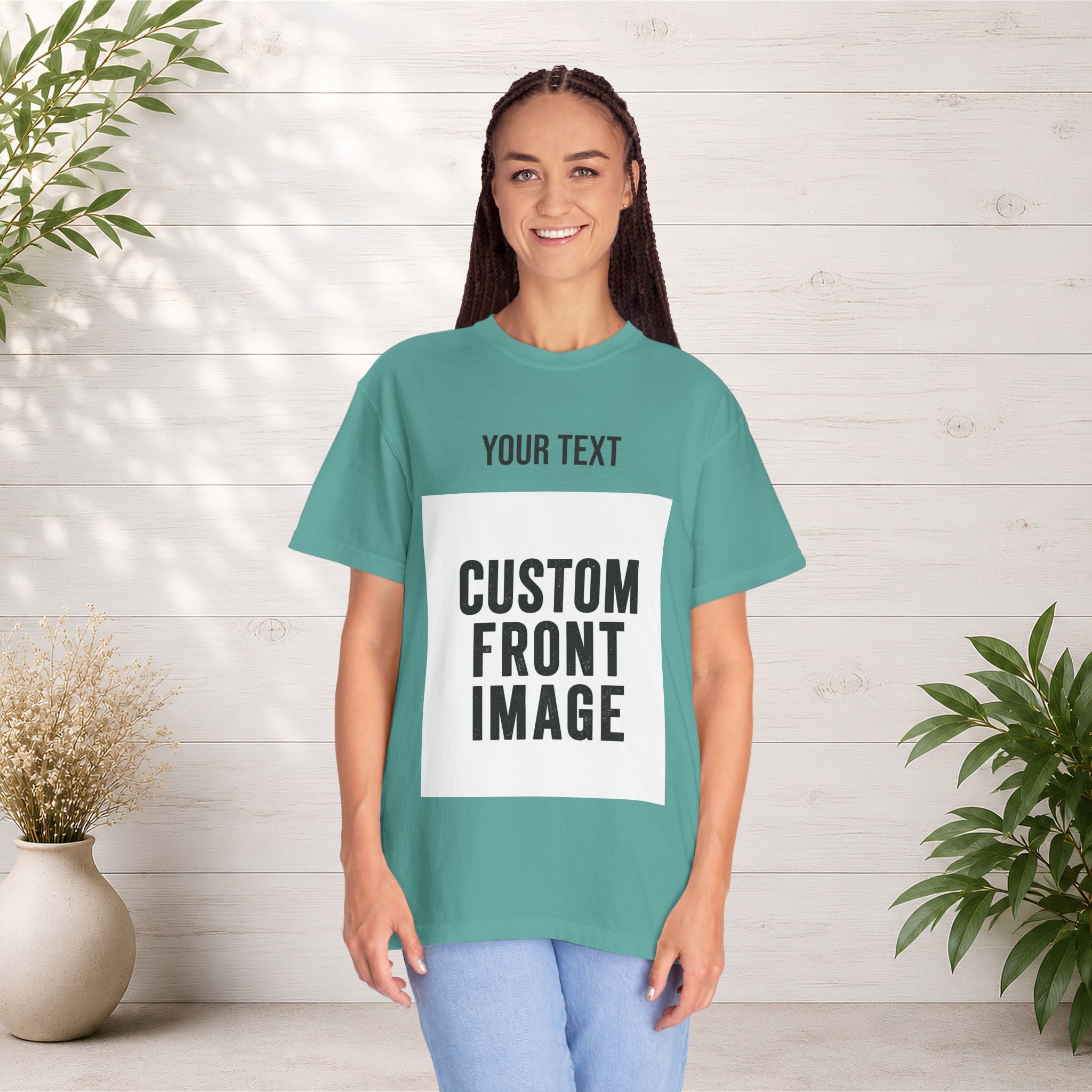 Custom Front Portrait Print T-Shirt — Personalized Text & Image Tee