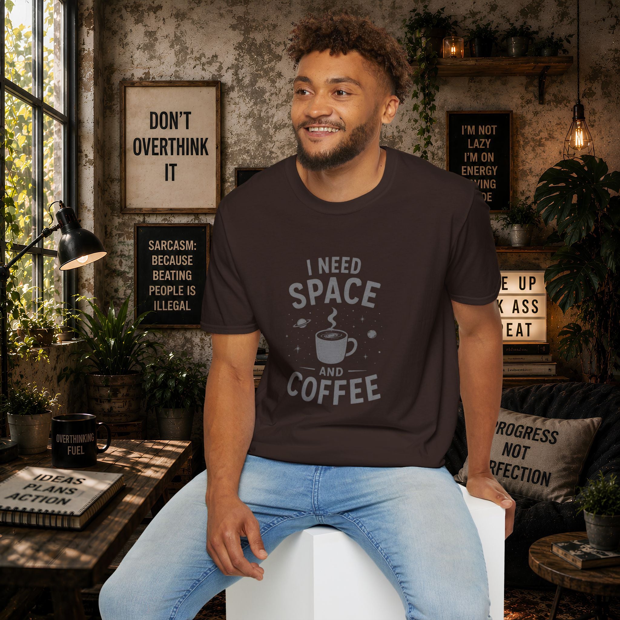 I Need Space and Coffee T-Shirt | Space Coffee Graphic Tee