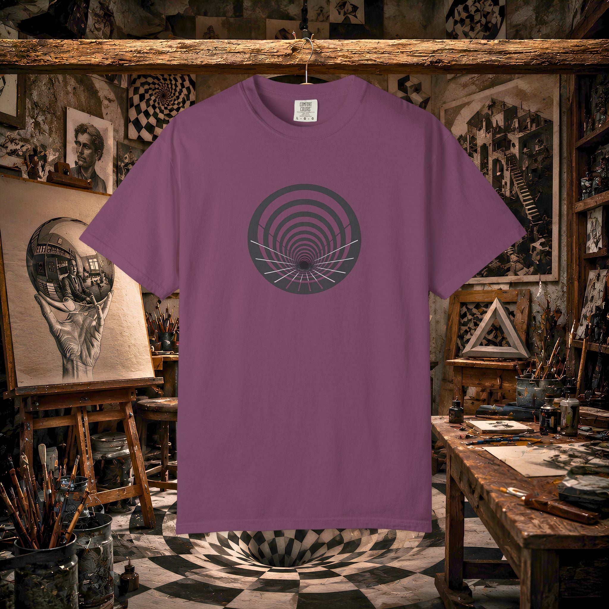Optical Vortex Graphic T-Shirt — Spiral Tunnel Illusion Tee