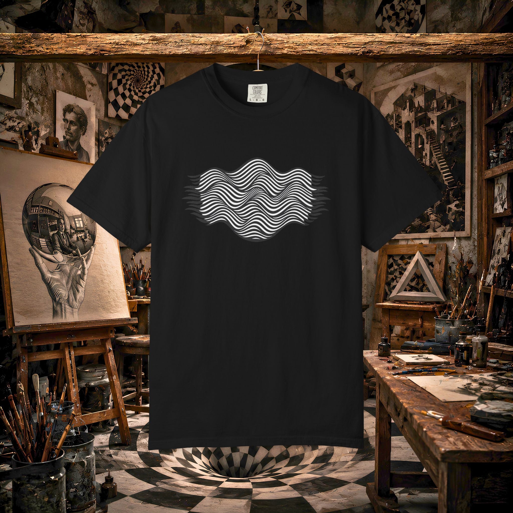 Minimal Wave Graphic T-Shirt — Abstract Line Art Tee