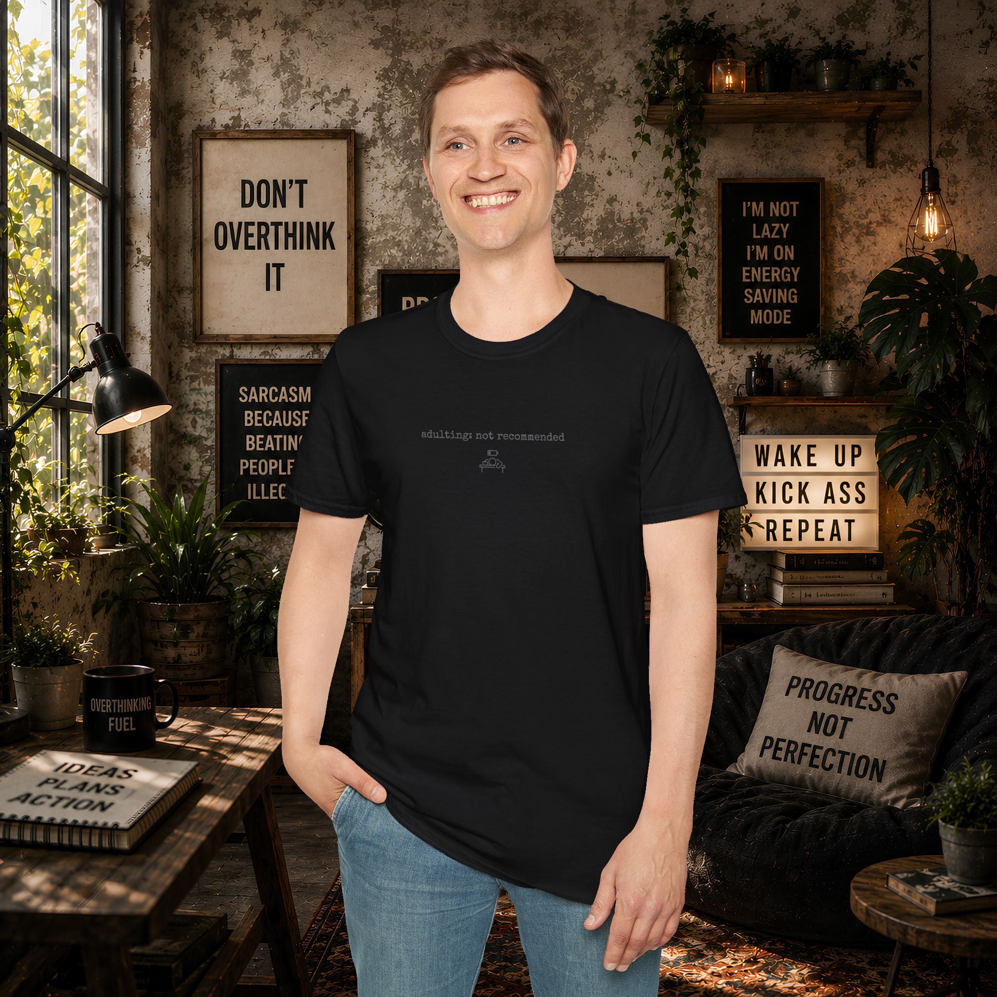 Adulting Not Recommended T-Shirt | Funny Quote Tee