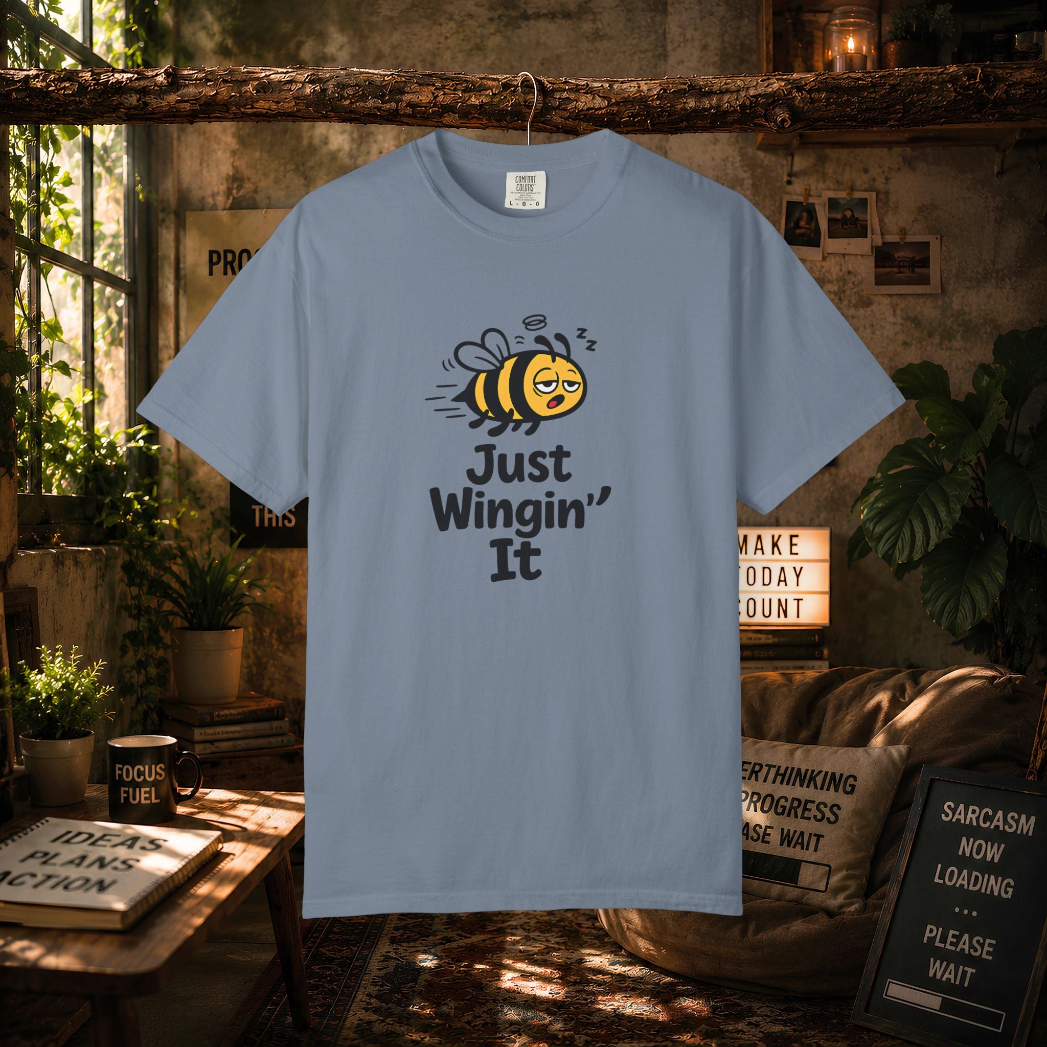Just Wingin' It Bee T-Shirt — Funny Bee Graphic Tee