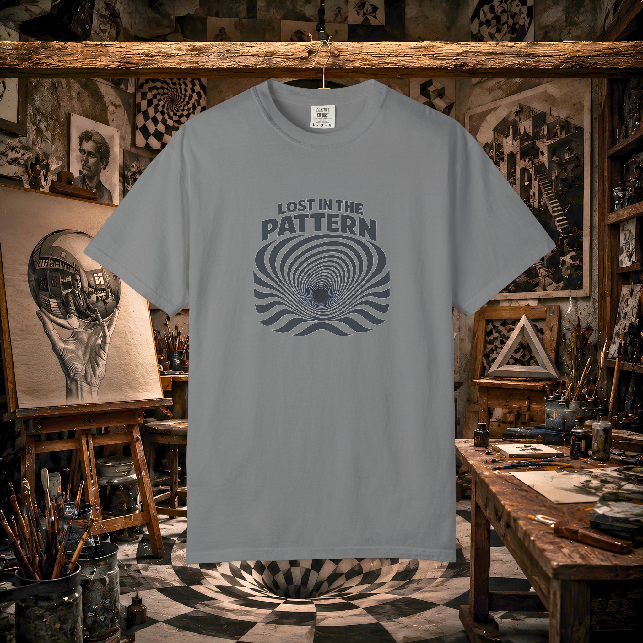 Lost in the Pattern T‑Shirt — Optical Illusion Graphic Tee