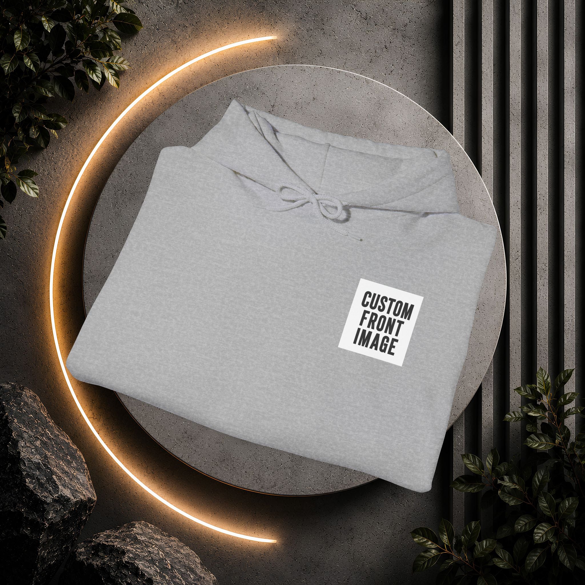 Custom Front Small Left and Back Image Hoodie — Personalized White Pullover Hooded Sweatshirt