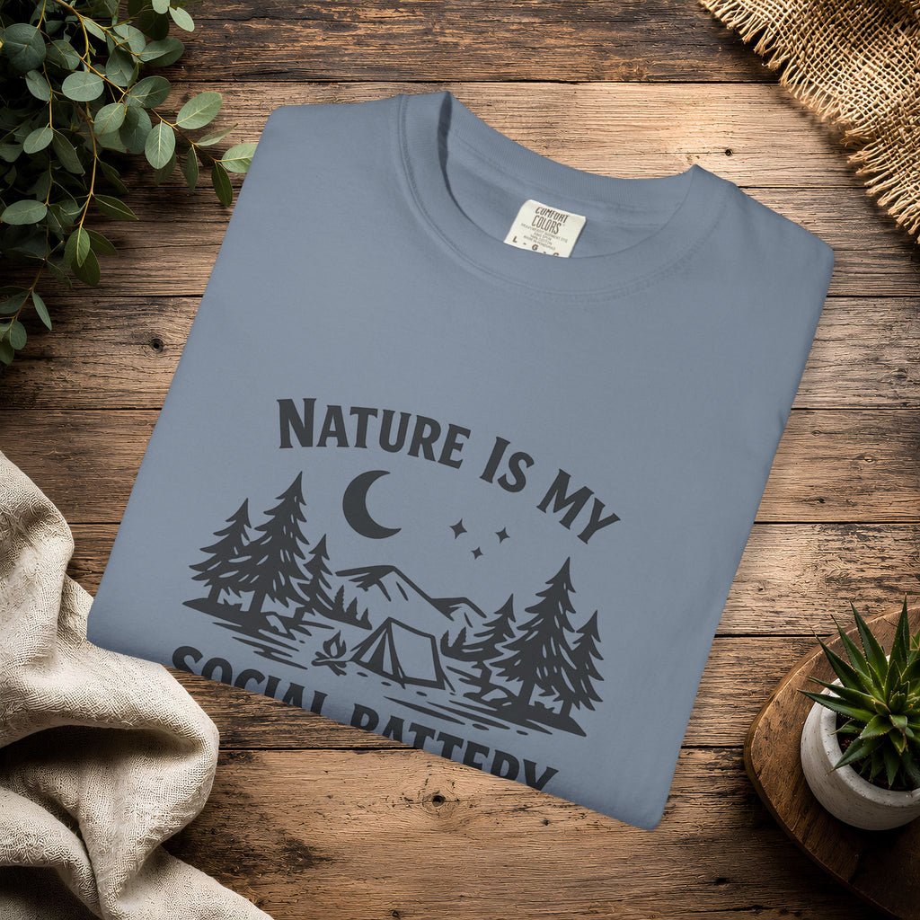 Nature Is My Social Battery T-Shirt — Outdoor Enthusiast Graphic Tee