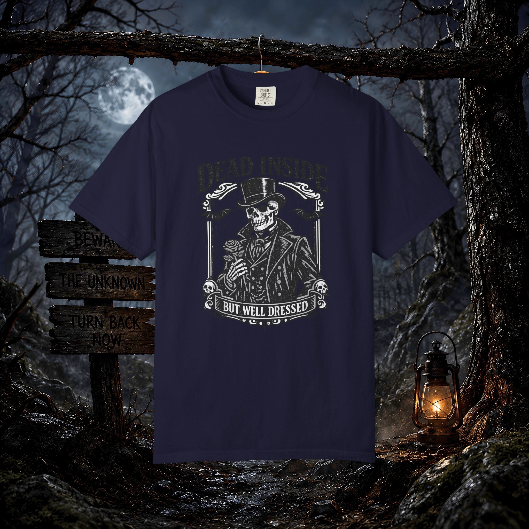 Dead Inside But Well Dressed T-Shirt — Gothic Skeleton Vintage Graphic Tee