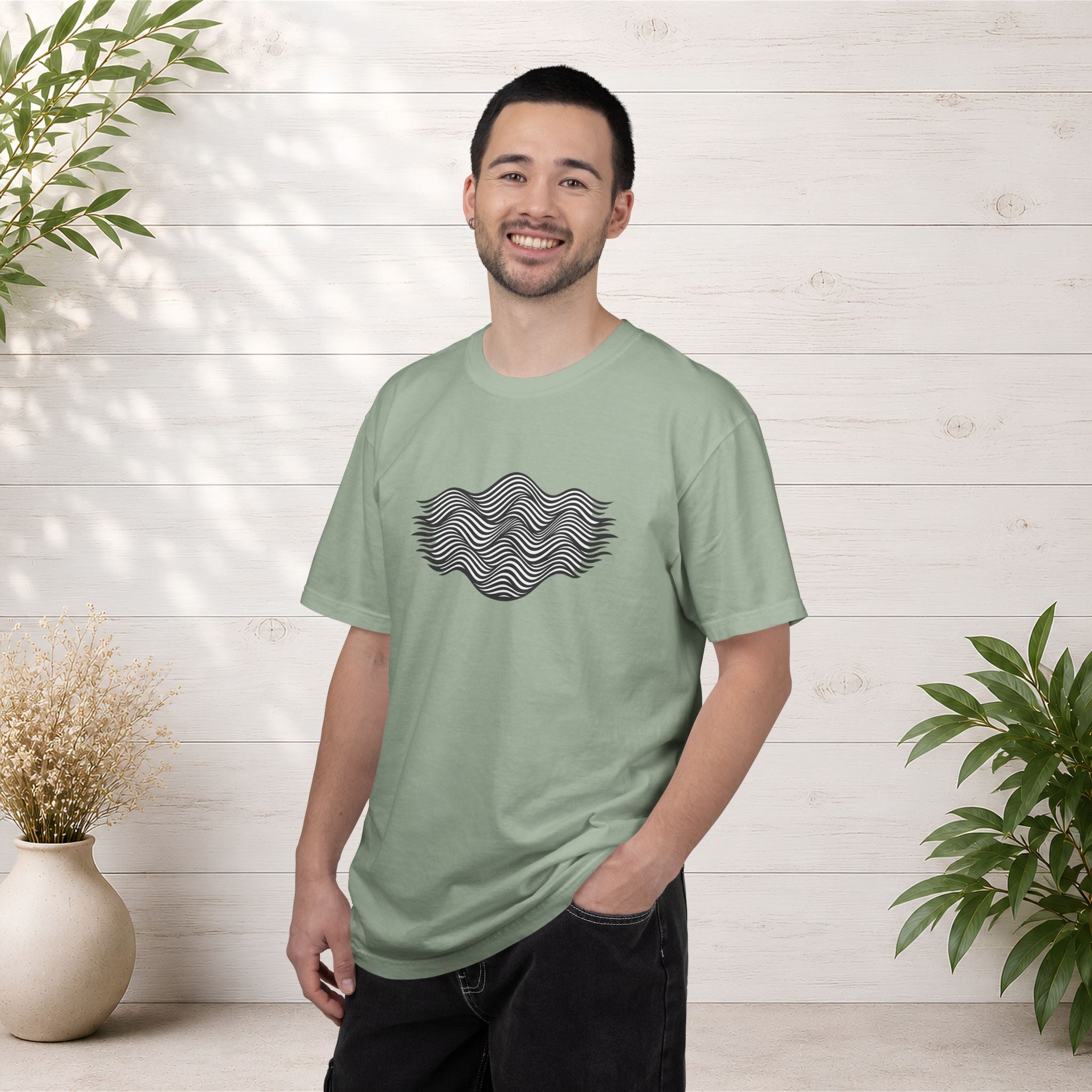 Minimal Wave Graphic T-Shirt — Abstract Line Art Tee