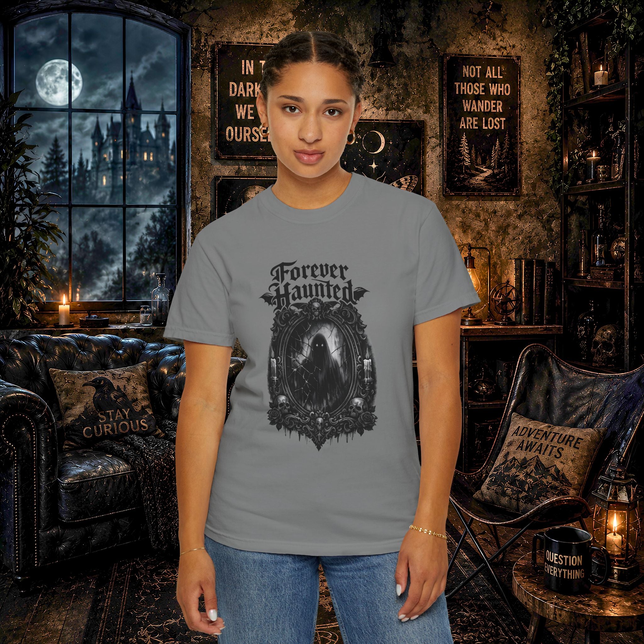 Forever Haunted T-Shirt — Gothic Ghost Graphic Tee