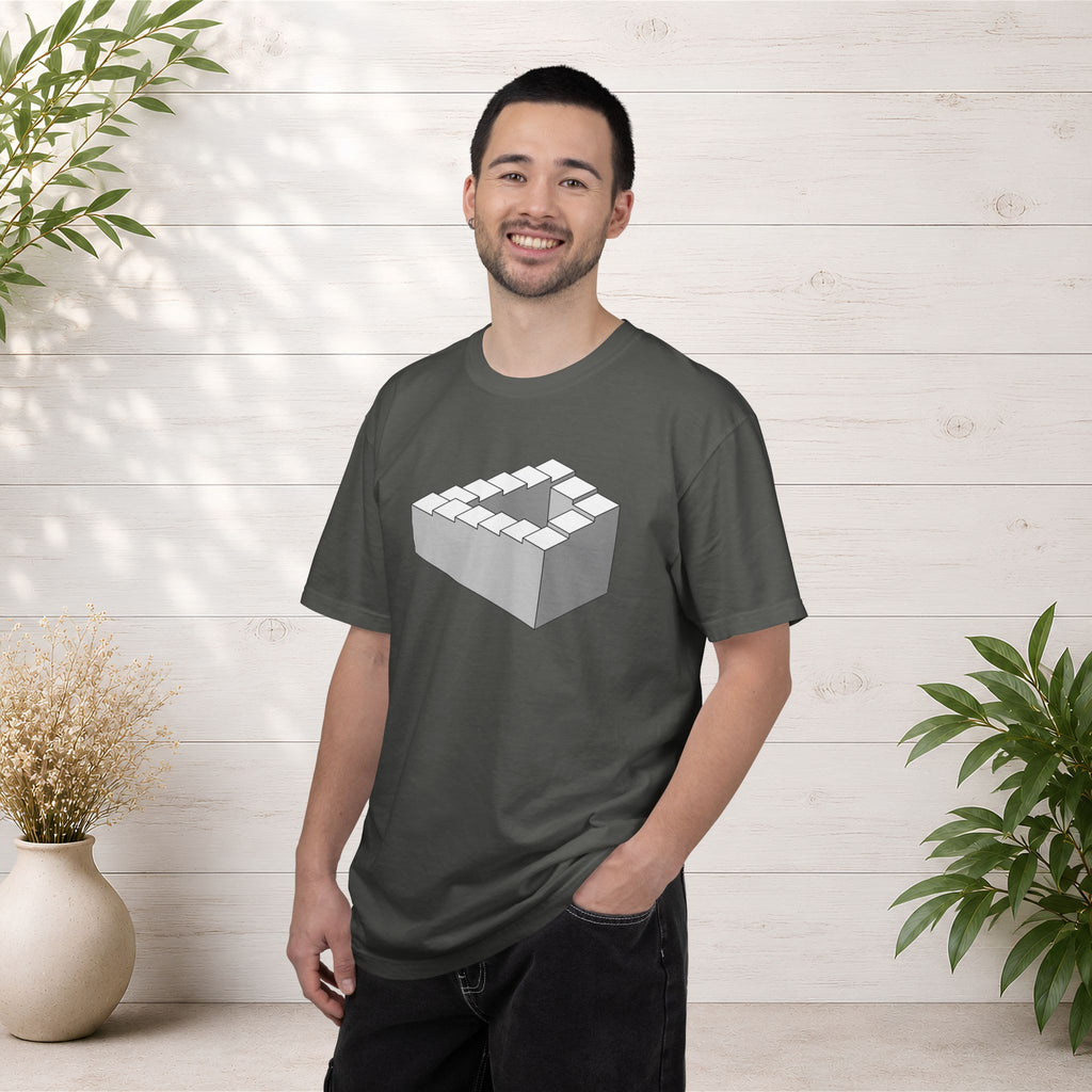 Optical Illusion Staircase Tee — Impossible Step Graphic T-Shirt