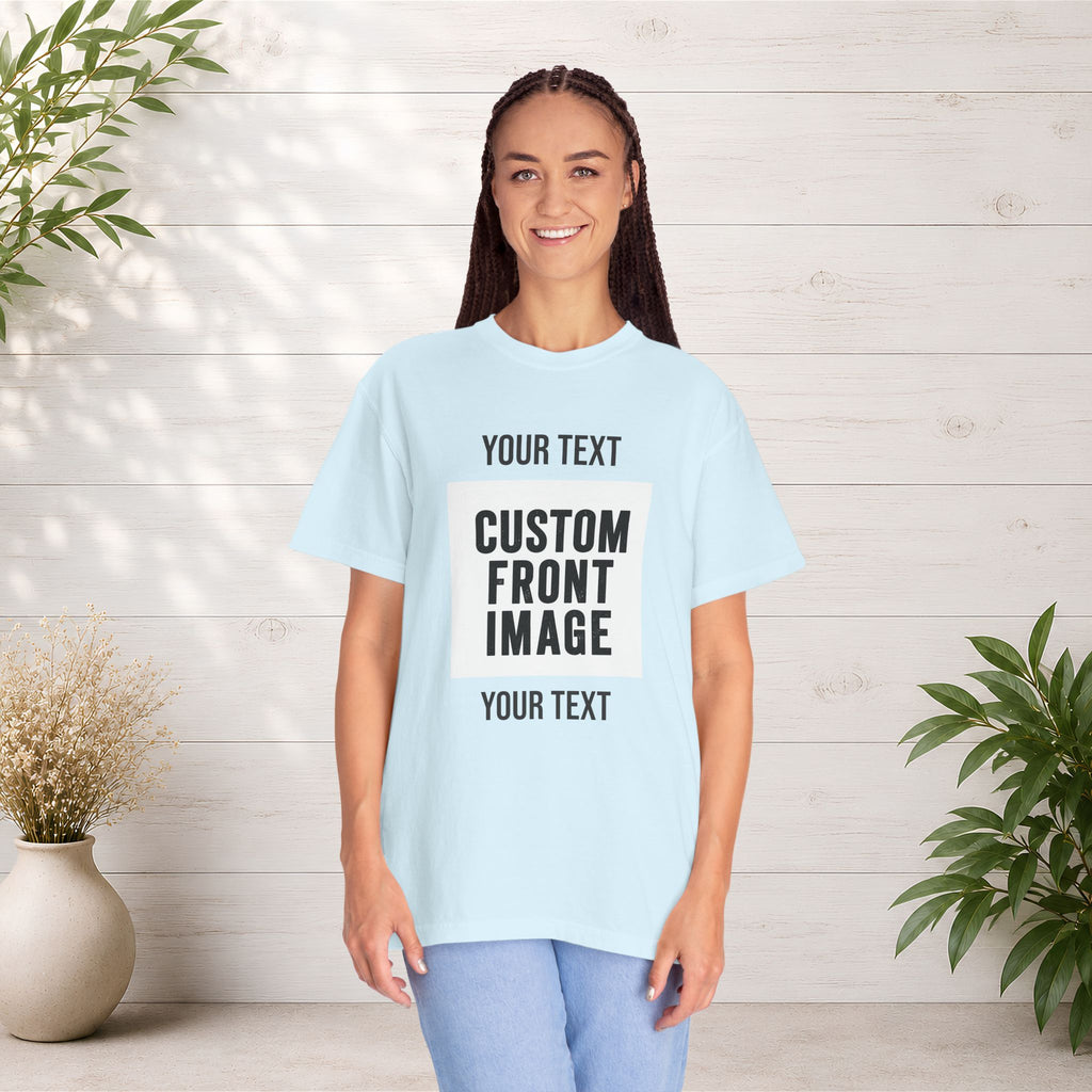 Custom Front Square Print T-Shirt — Personalized Text & Image Tee
