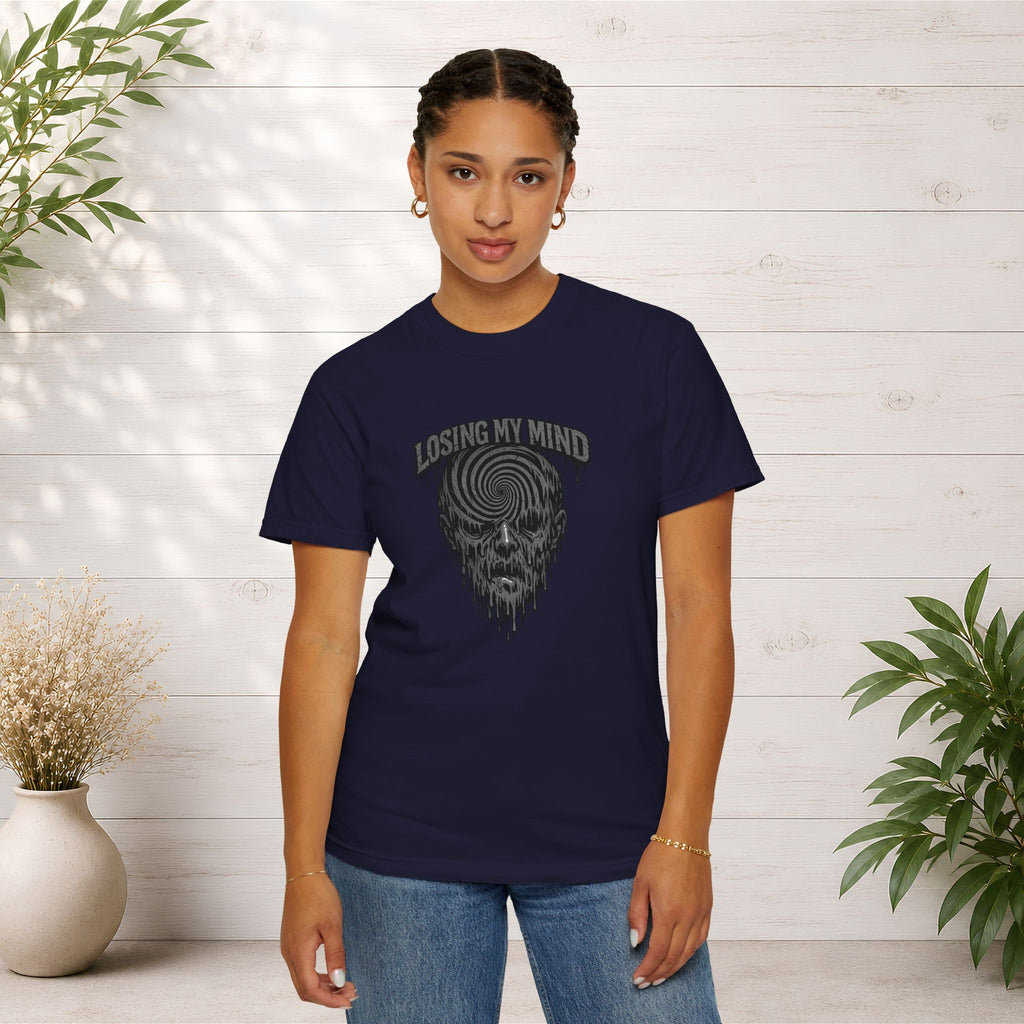 Losing My Mind Skull Tee — Psychedelic Spiral Graphic T-Shirt