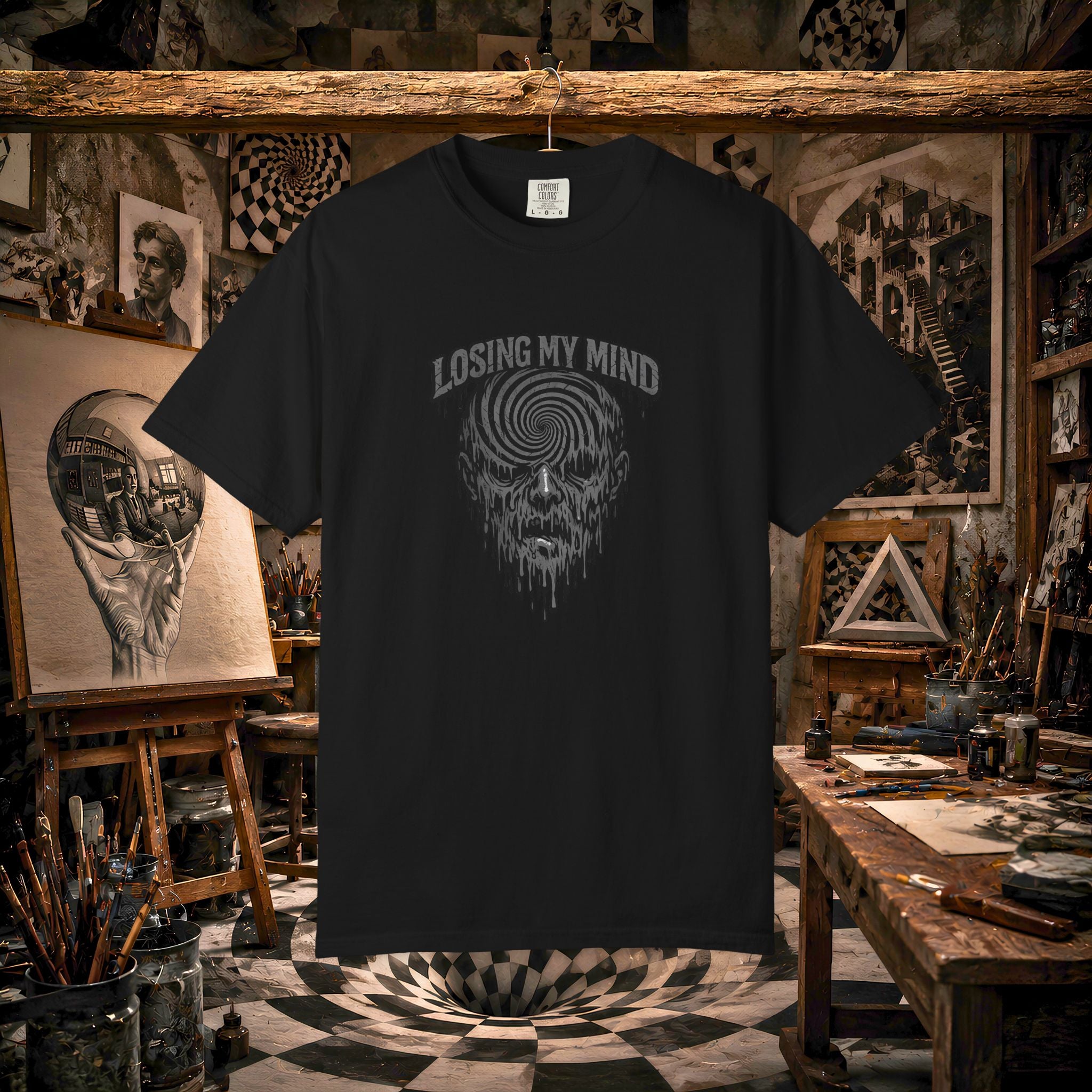 Losing My Mind Skull Tee — Psychedelic Spiral Graphic T-Shirt