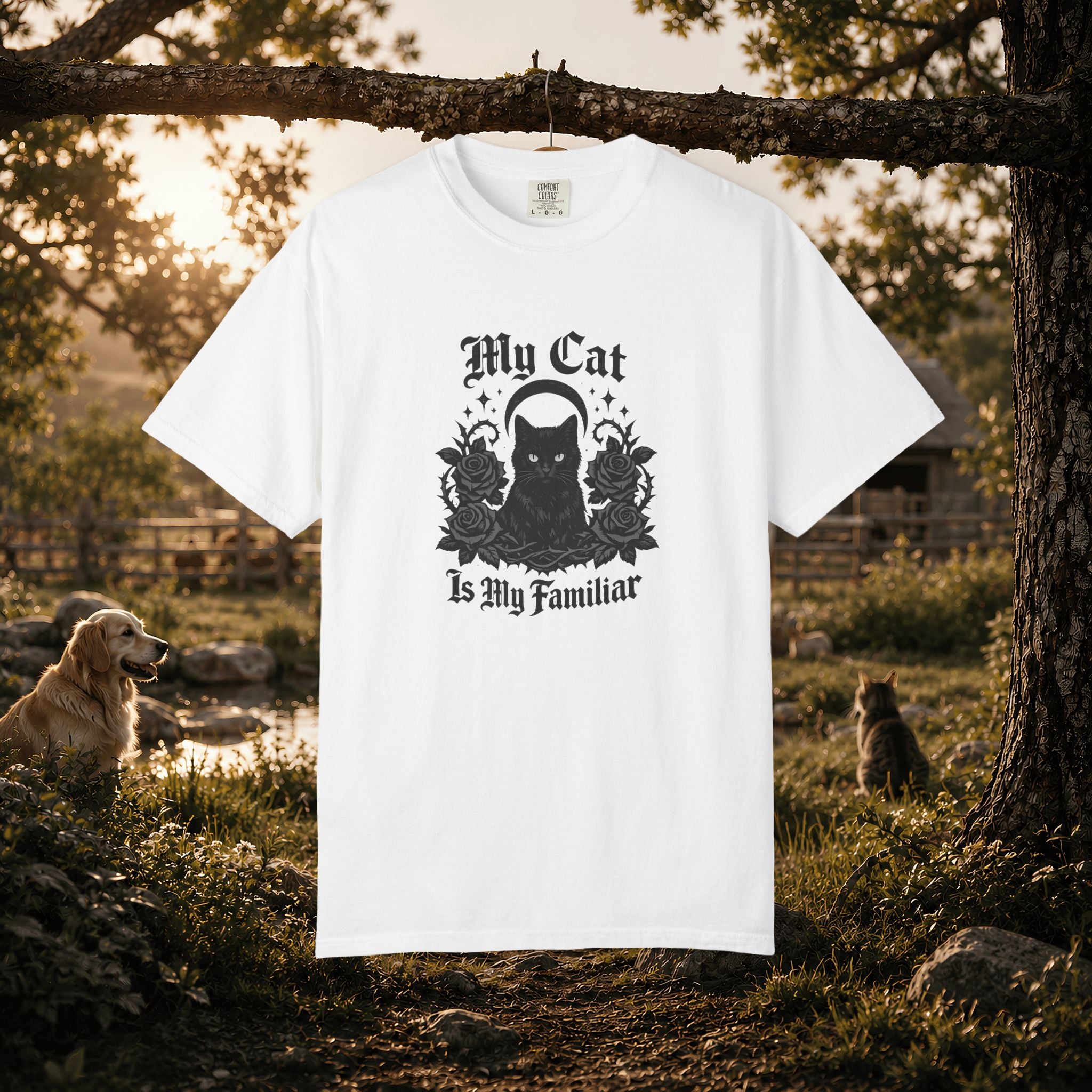 My Cat Is My Familiar T-Shirt — Gothic Cat Witch Tee