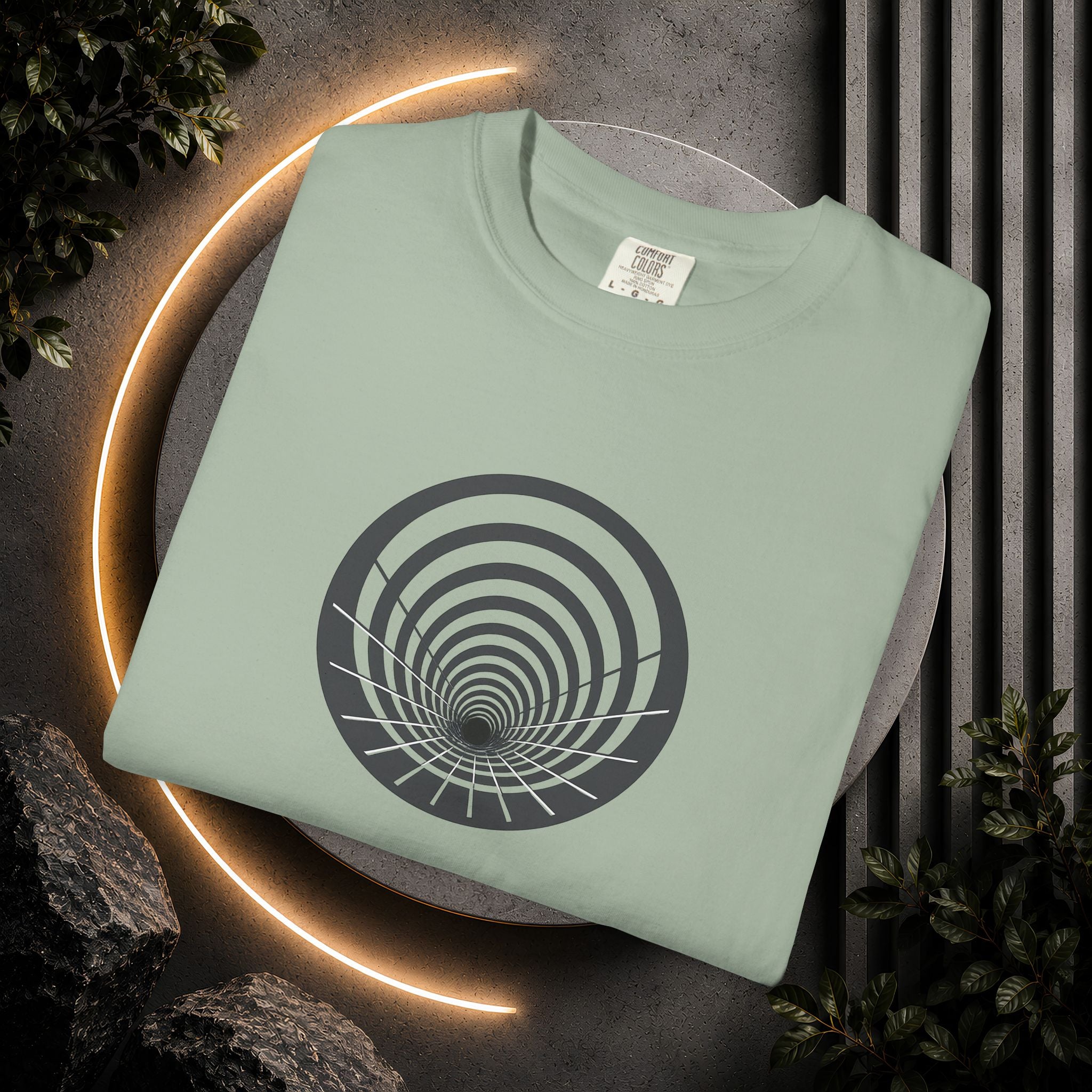 Optical Vortex Graphic T-Shirt — Spiral Tunnel Illusion Tee