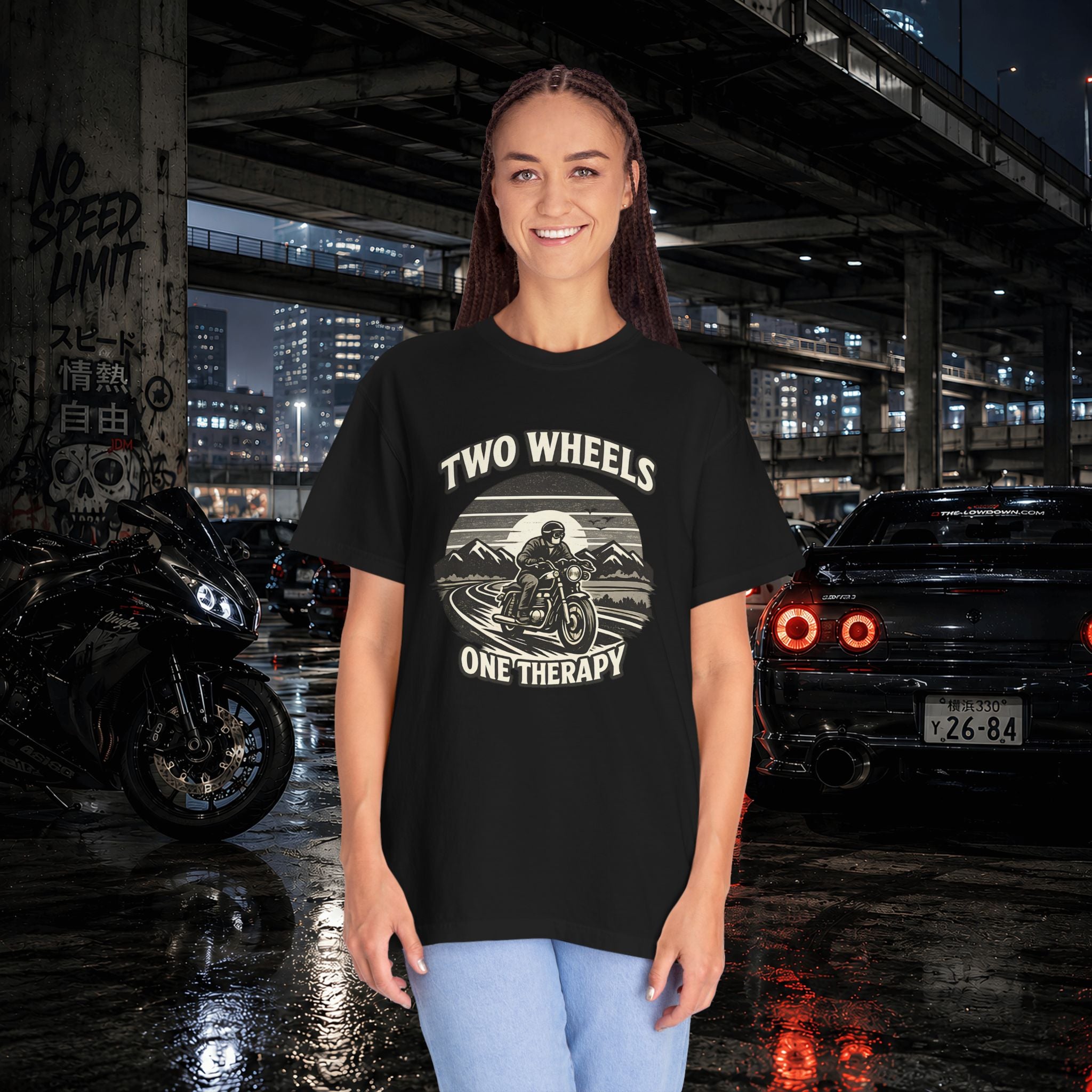 Motorcycle T-Shirt – "Two Wheels One Therapy" Rider Tee