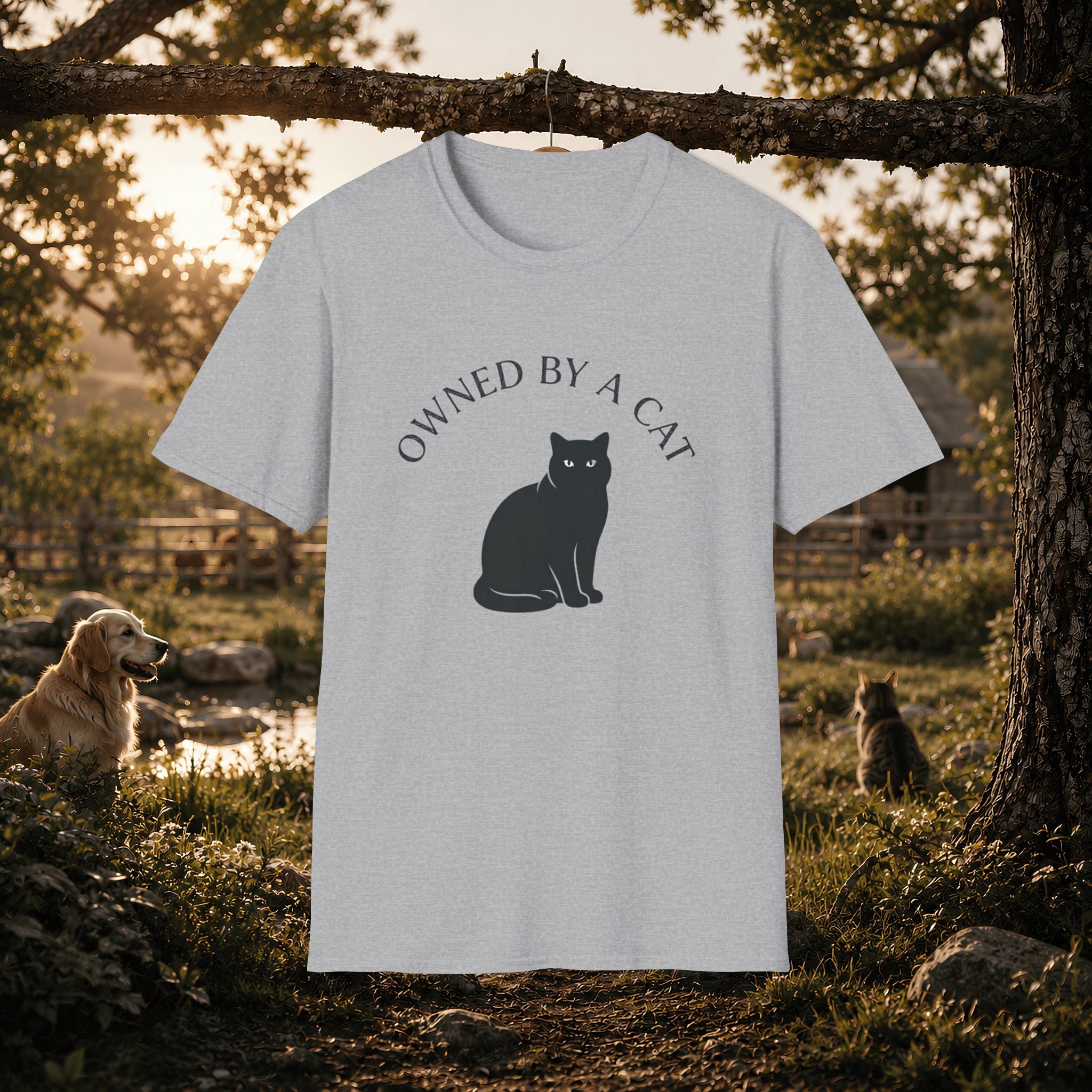 Owned By A Cat T-Shirt | Cat Silhouette Tee, Cat Lover Shirt