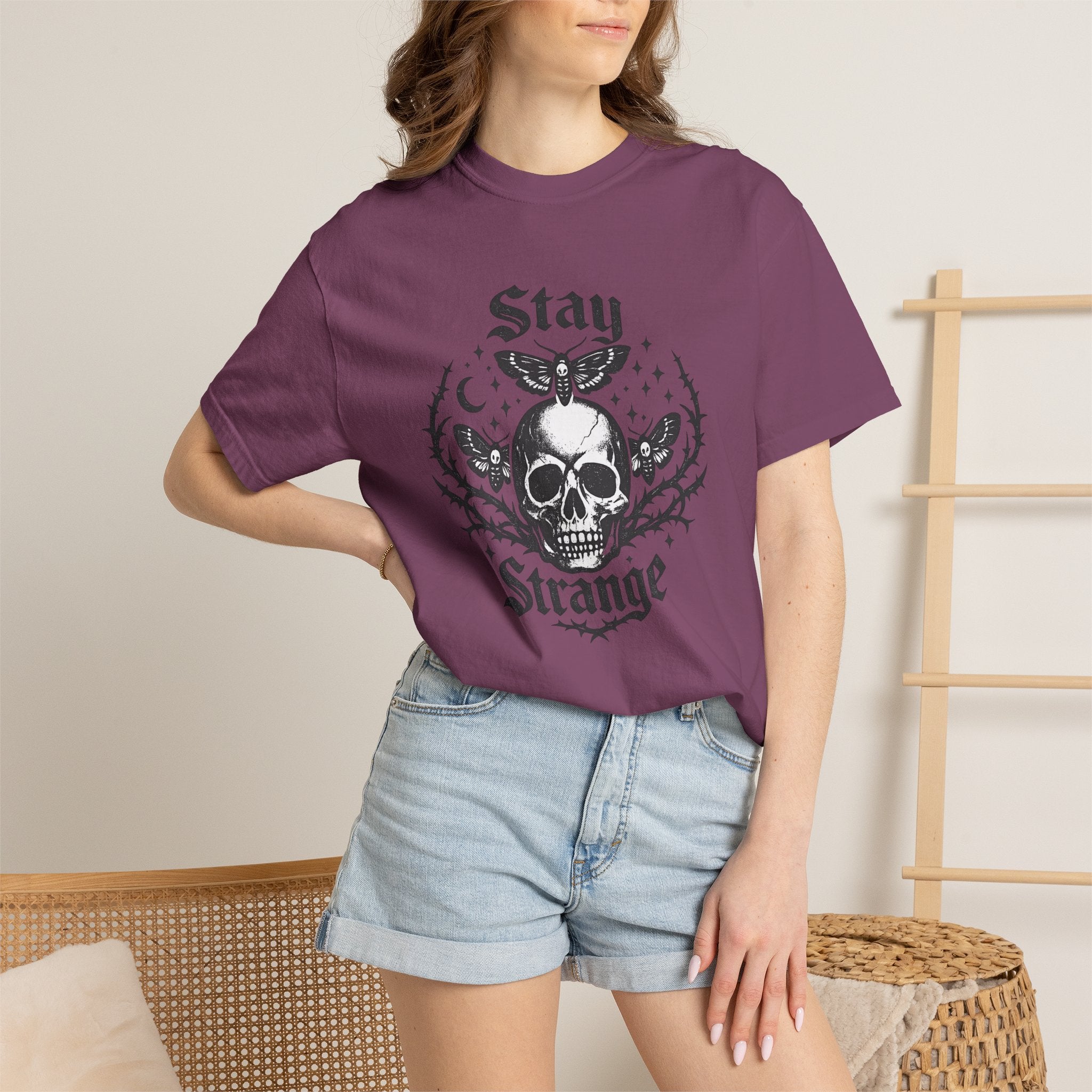 Stay Strange Skull T-Shirt — Gothic Skull Graphic Tee