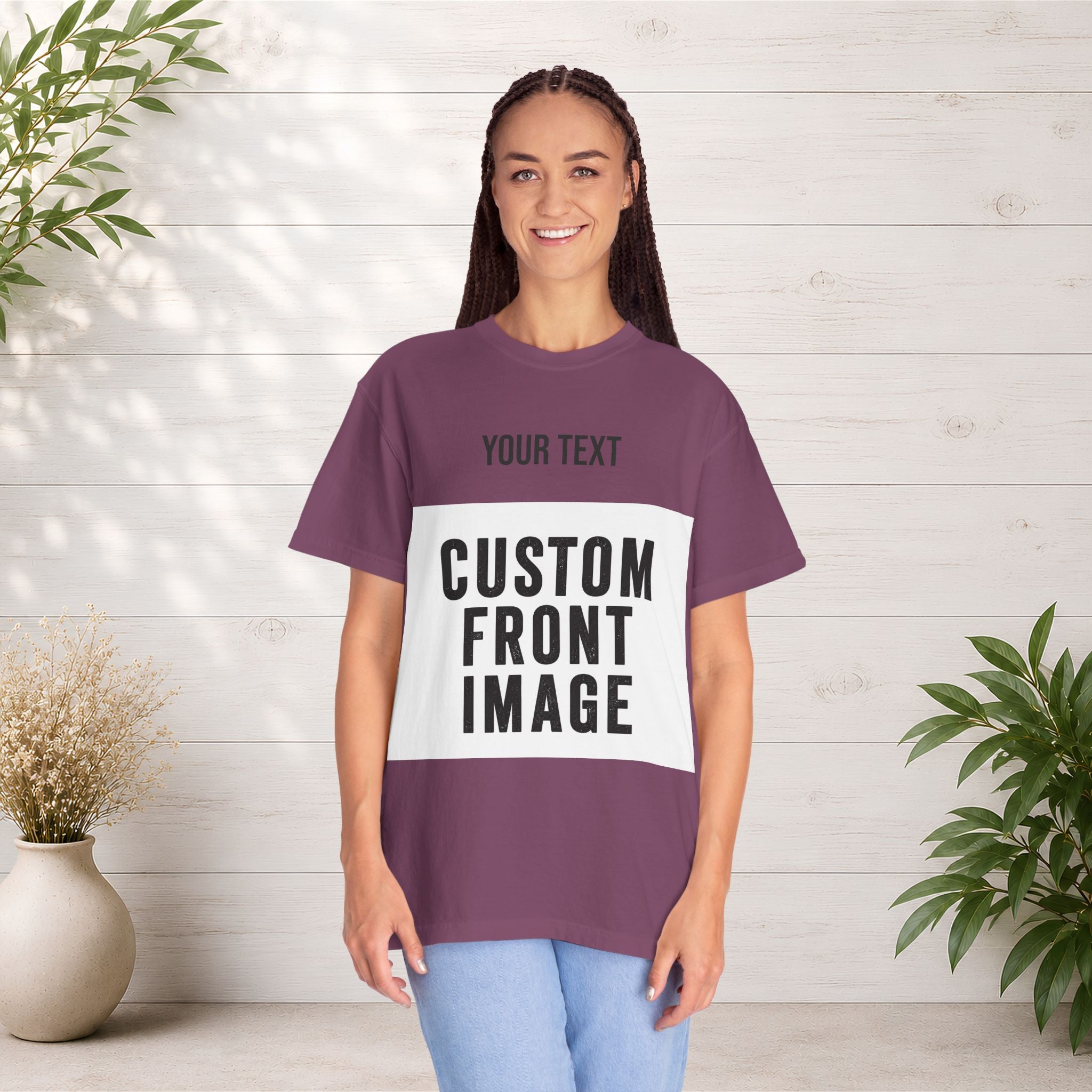 Custom Front Landscape Print T-Shirt — Personalized Text & Image Tee
