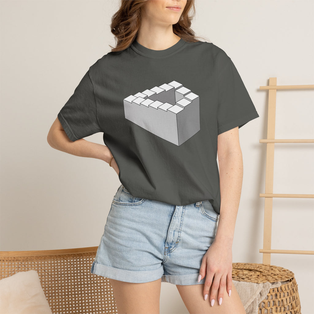 Optical Illusion Staircase Tee — Impossible Step Graphic T-Shirt